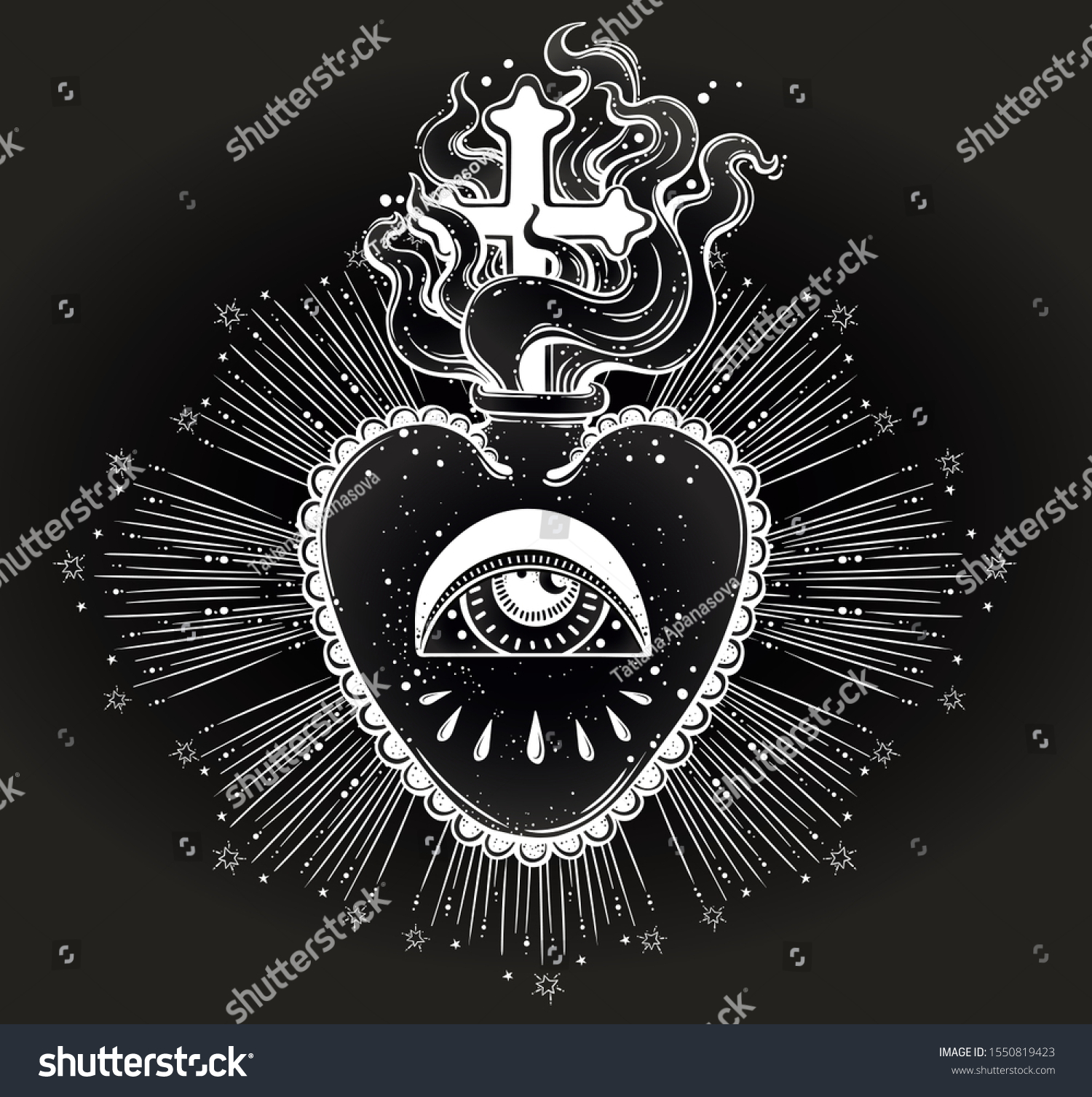 Beautiful Sacred Heart Jesus Raystattoo Art Stock Vector (Royalty Free ...