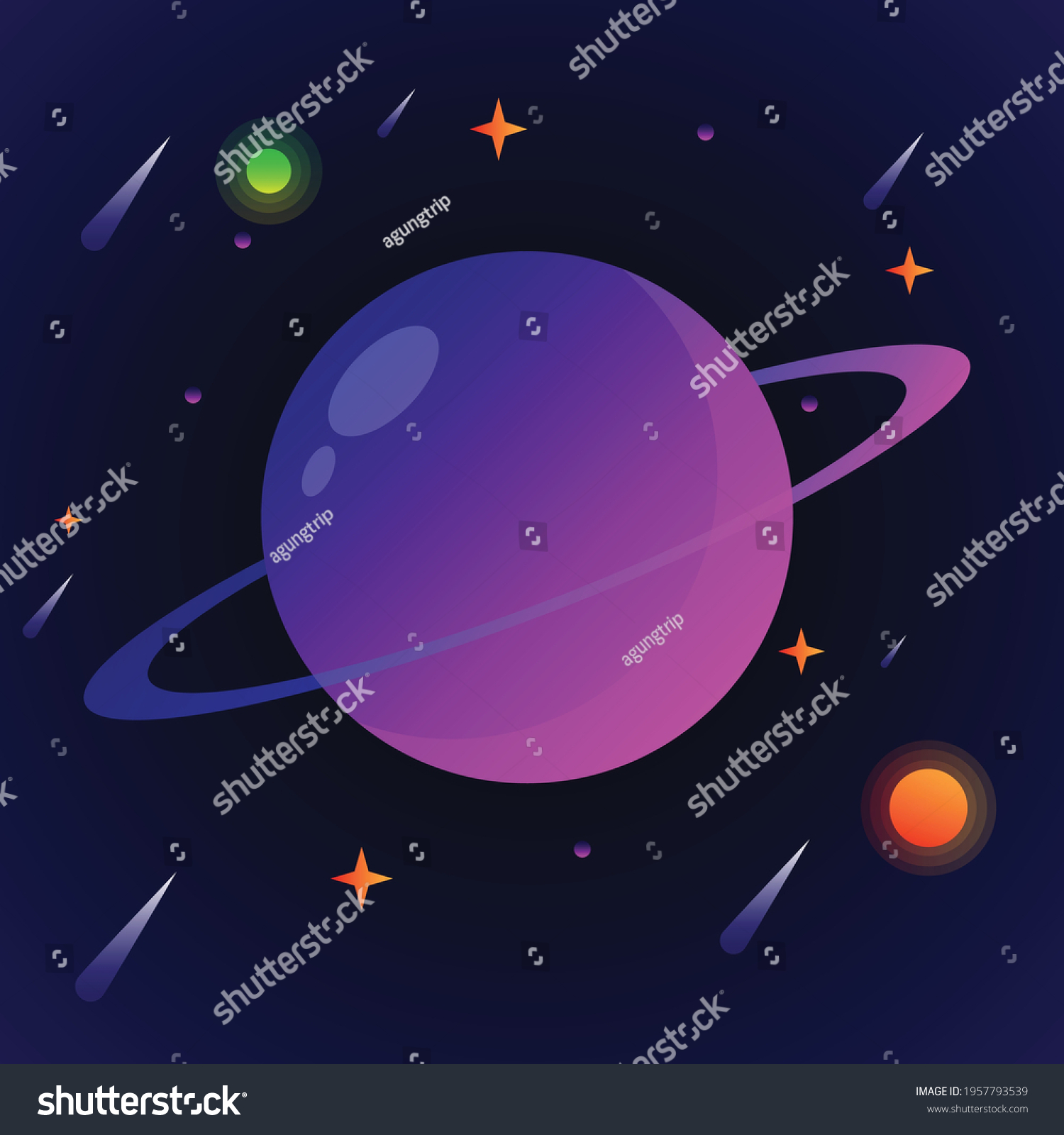 Beauty Planet Saturn Milky Way Galaxy Stock Vector (Royalty Free ...