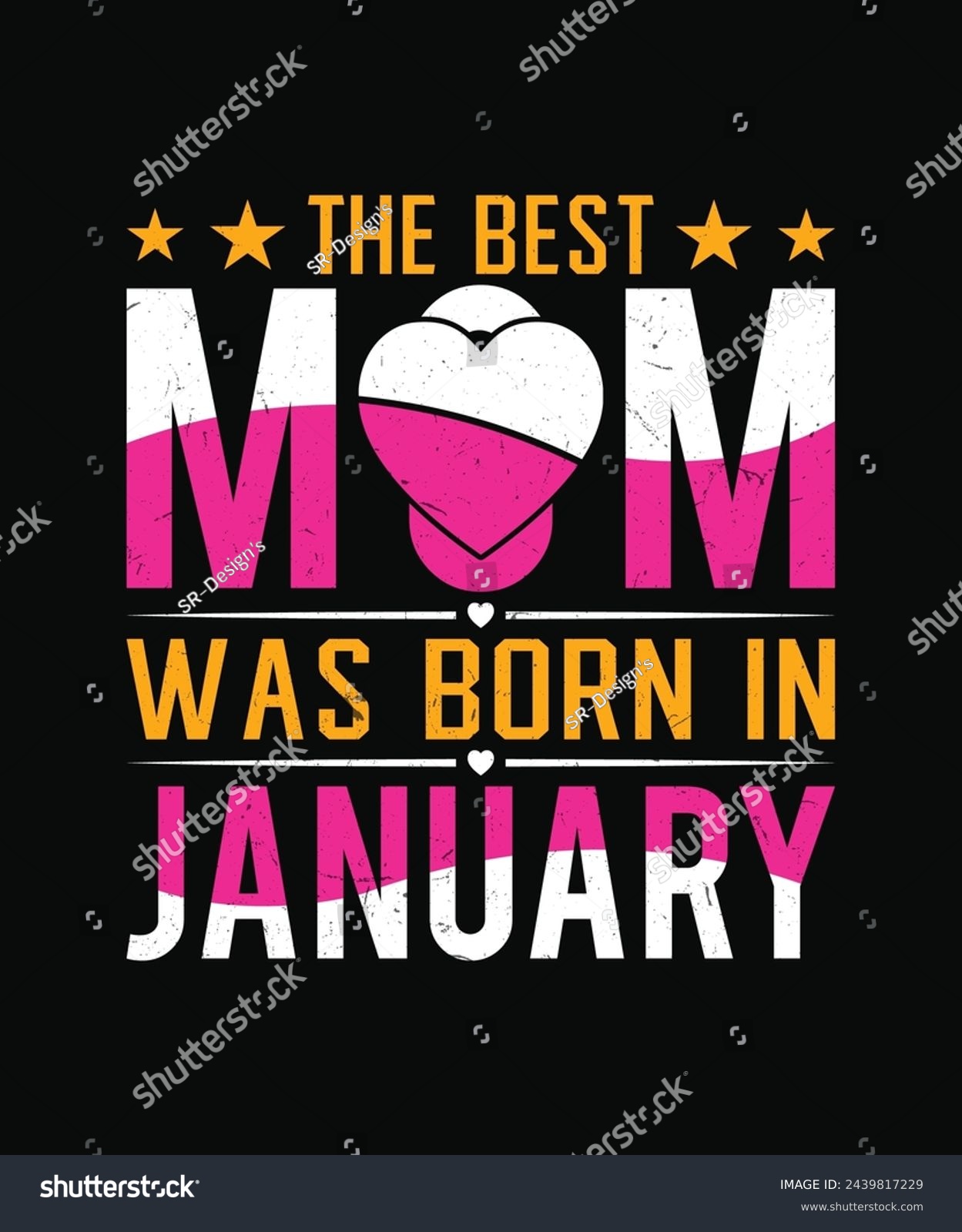 SVG of the best mom was born in january t shirt design, mother's day t shirt design svg