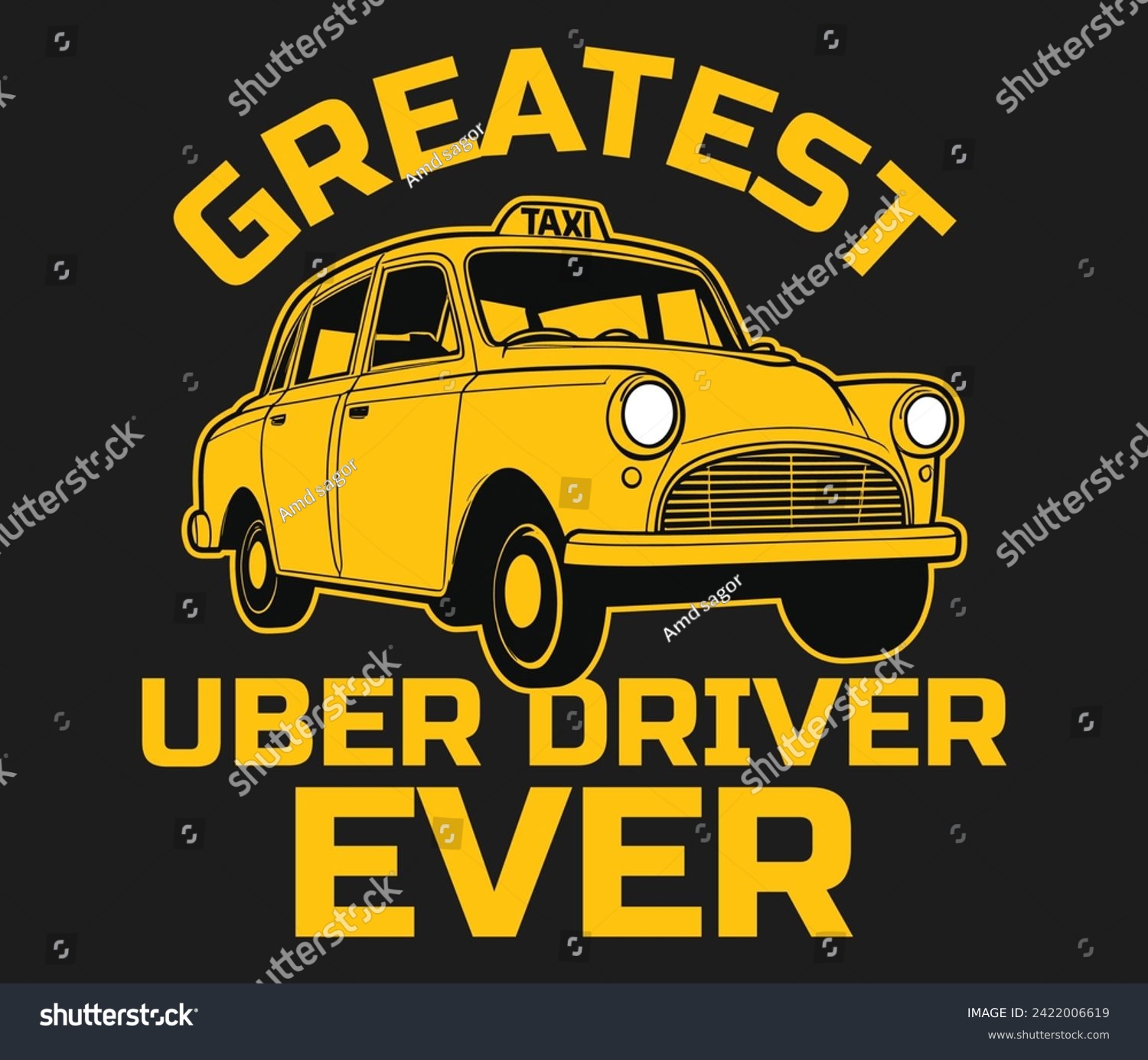 SVG of The best Uber driver ever, trendy typography T-shirt design, Print template svg