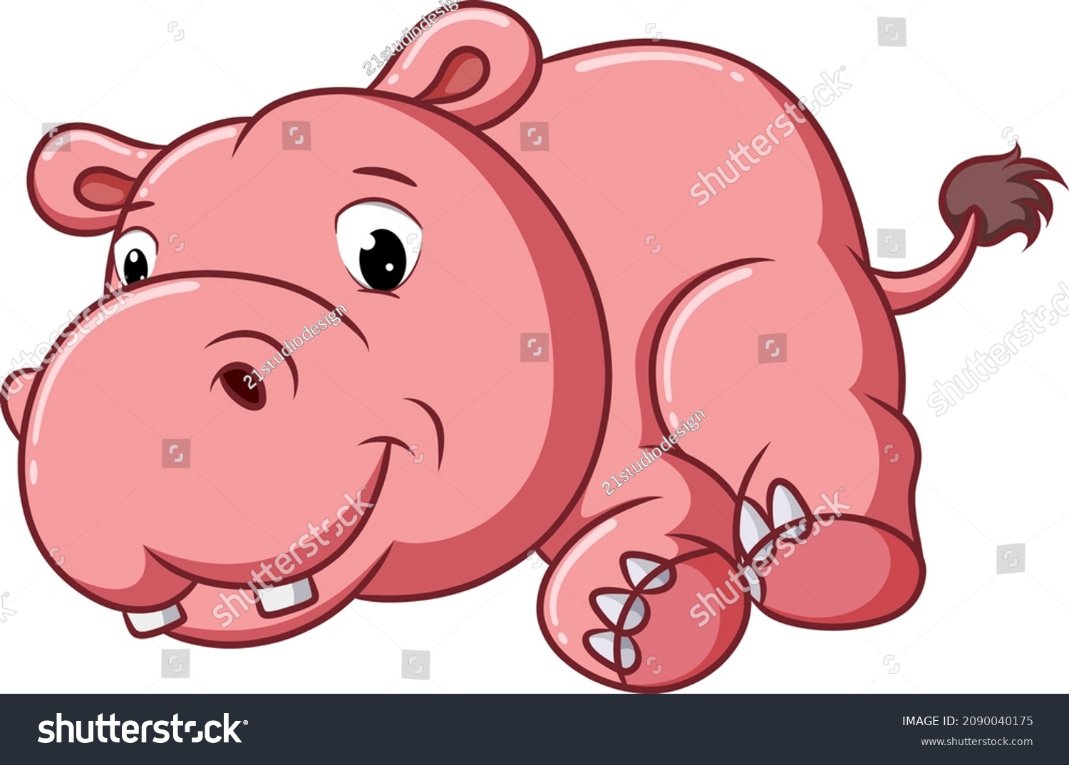 Big Hippopotamus Lying Down Cutely Illustration Stock Vector (Royalty ...