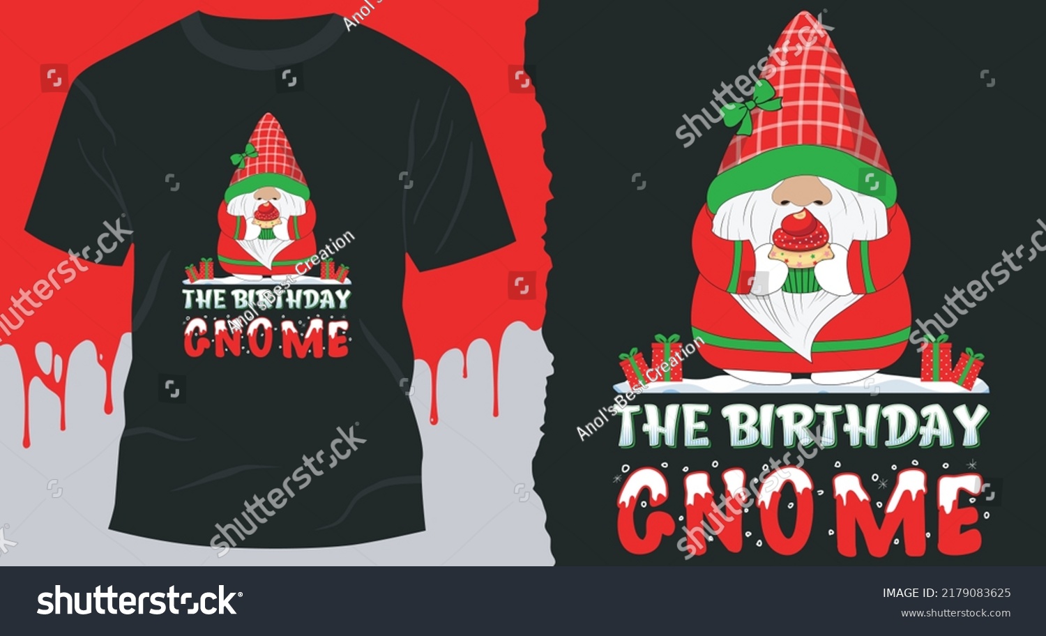 SVG of The Birthday Gnome T-Shirt Design, Christmas Gnome Funny Family T-Shirt, Christmas t-shirt Design svg