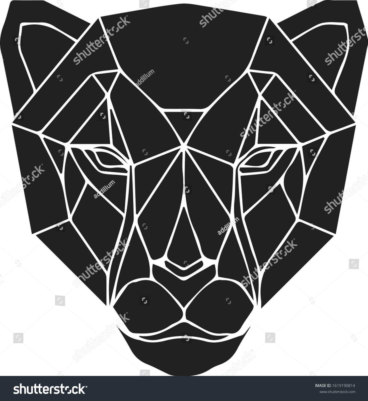 Black Geometric Head Cheetah Panther Polygonal Stock Vector (Royalty ...