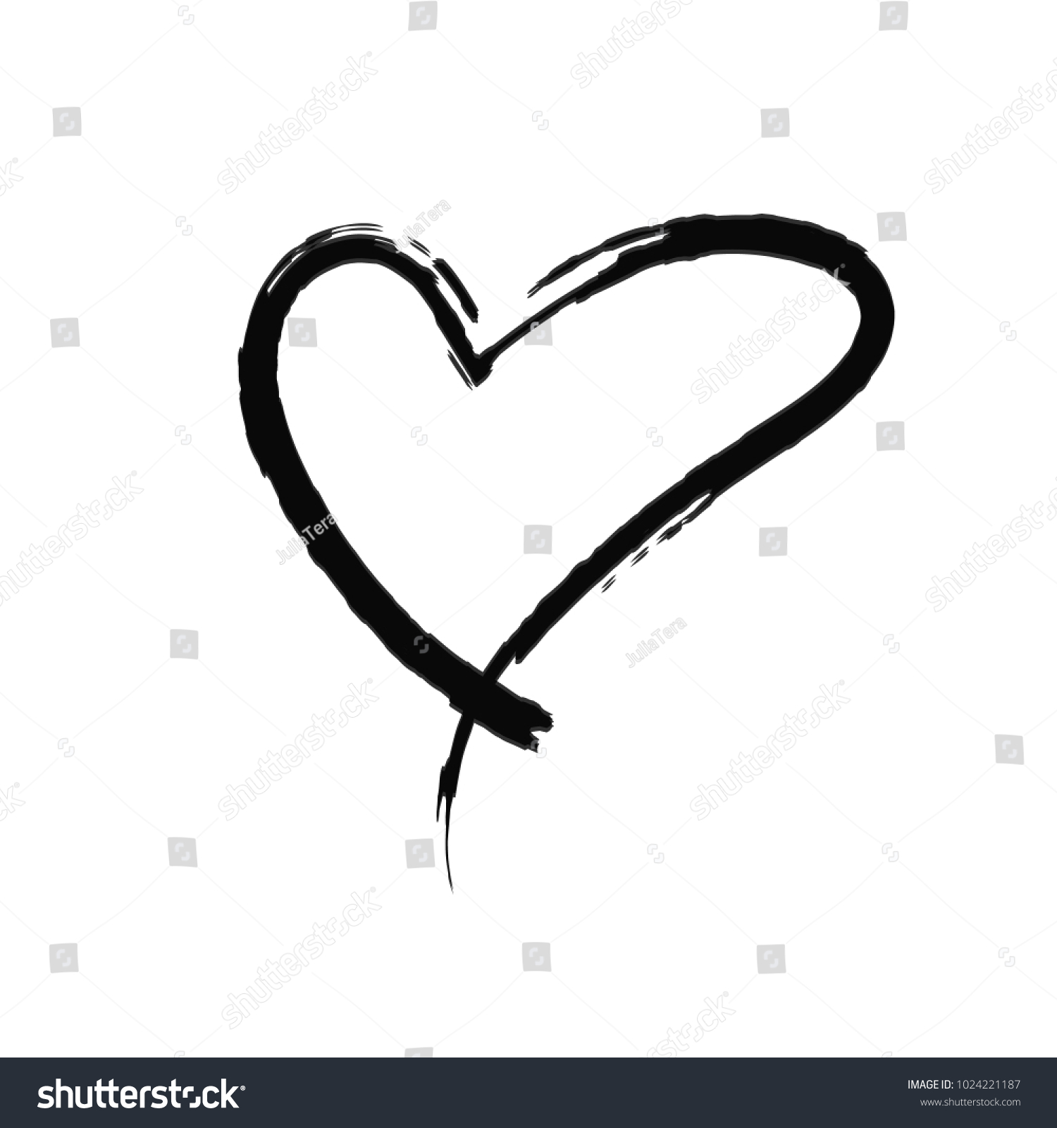 Black Heart Painted By Hand Handwritten Stock Vector (Royalty Free ...