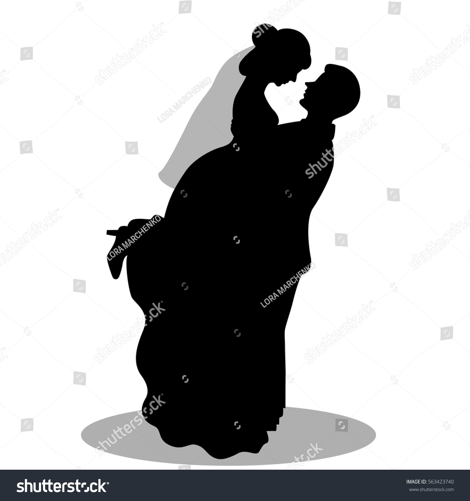 Black Silhouette Bride Groom Isolated On Stock Vector (Royalty Free ...