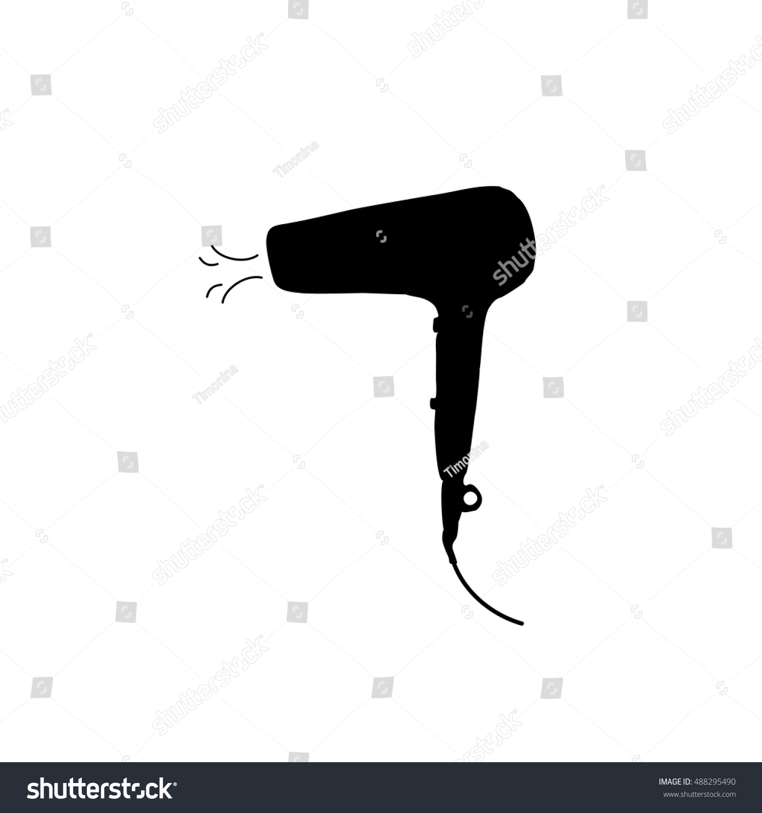 Black Silhouette Hair Dryer Vector Illustration Stock Vector Royalty Free 488295490 