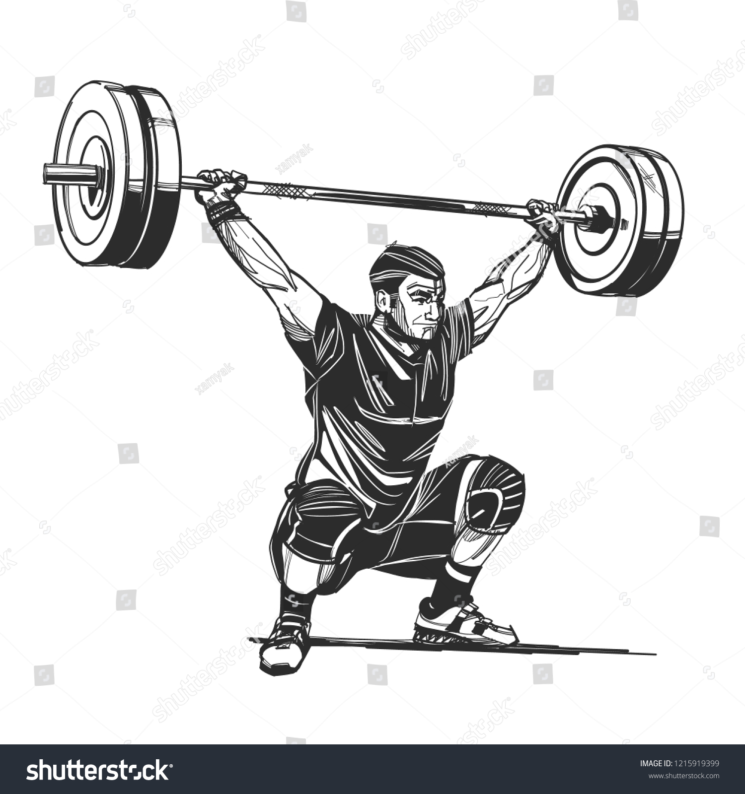 SVG of The black wight sketch a weightlifter is doing snatch svg