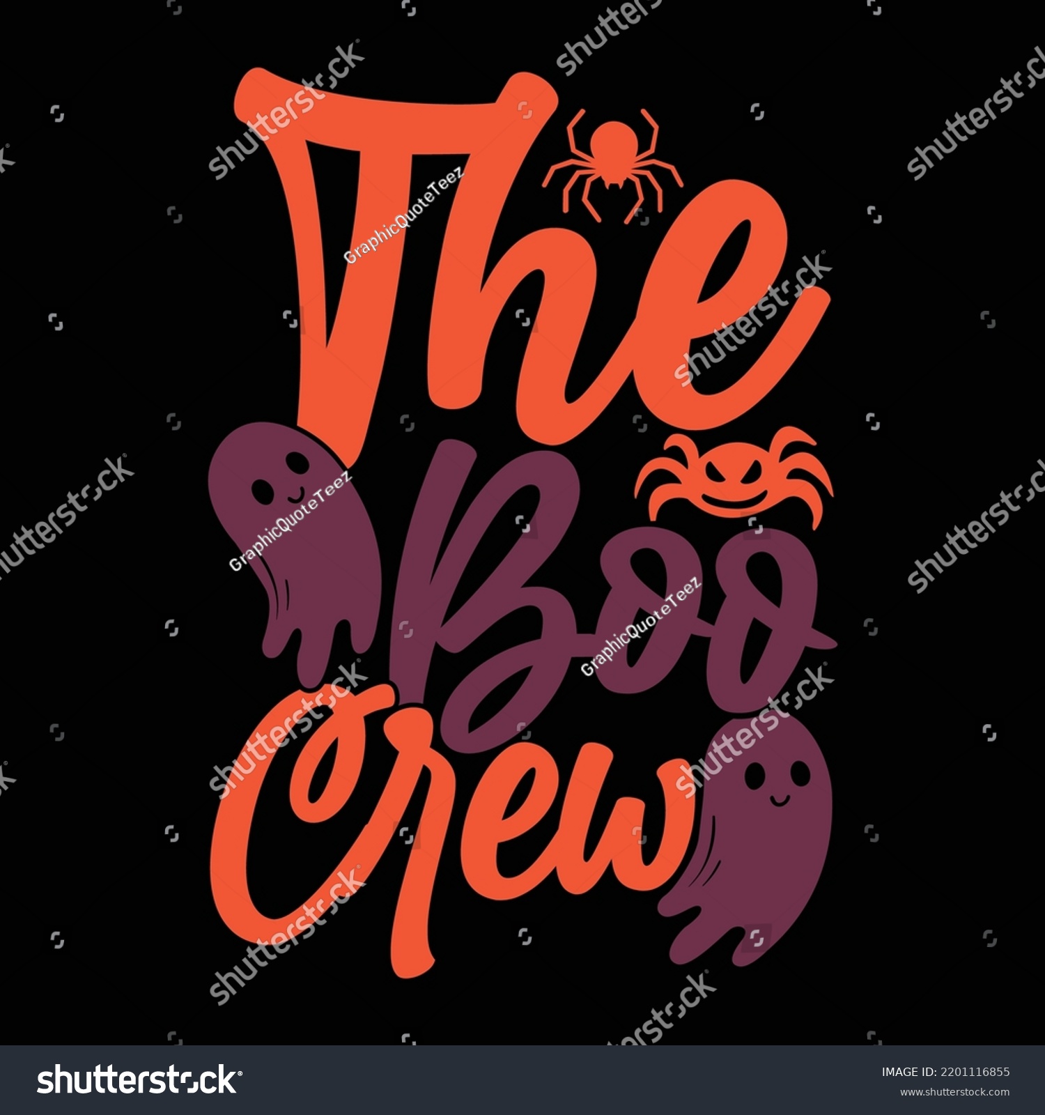 SVG of The Boo Crew Typography Lettering Design, Halloween T Shirt Design, Halloween Greeting With Pumpkin Quote, Holiday Event Boo Crew, Halloween Silhouette Greeting Phrase Vector Illustration Art svg