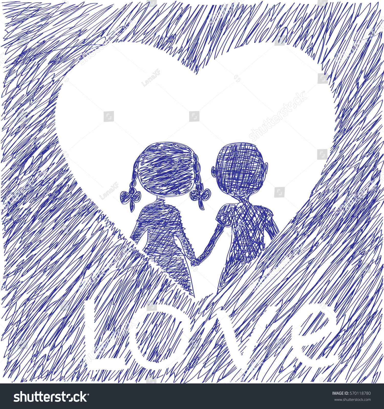 Boy Girl Hold Hands Heart Love Stock Vector Royalty Free