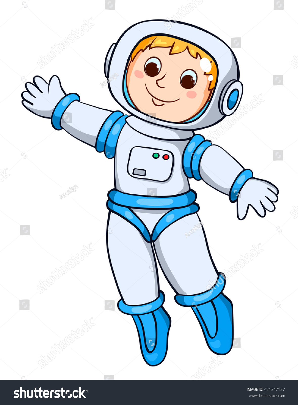 Boy Astronauts Space Suit Vector Cartoon Stock Vector (Royalty Free