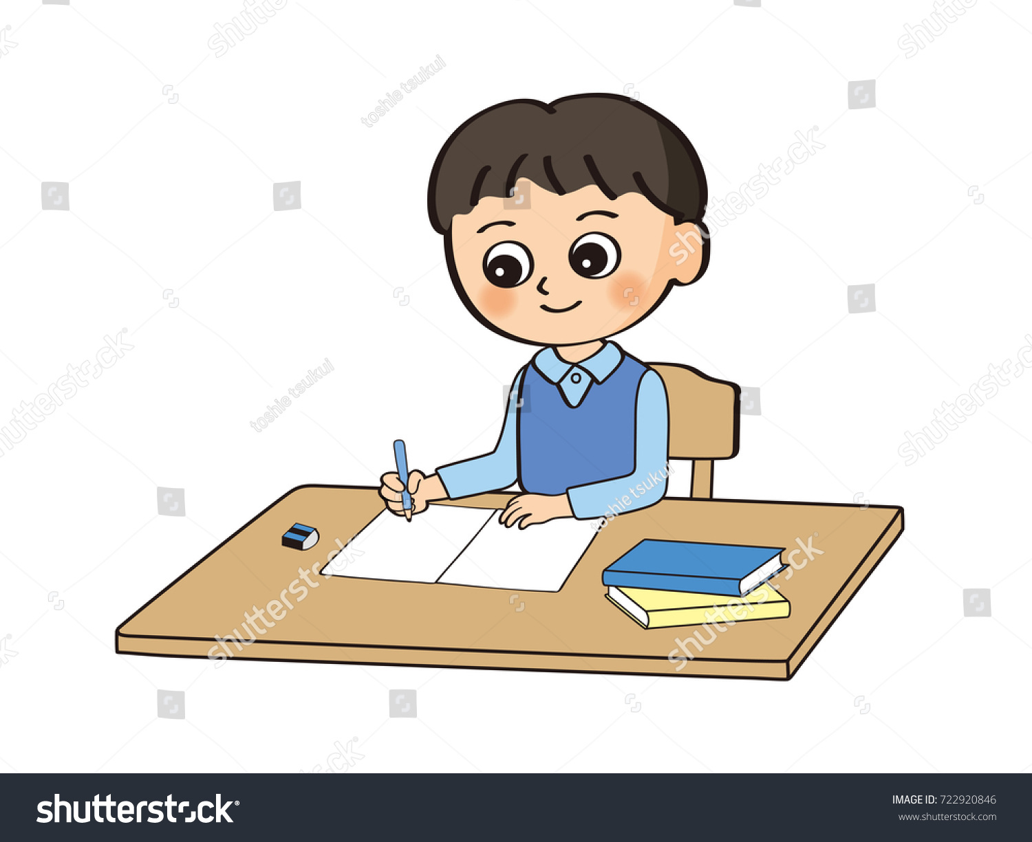 Boy Who Studies Stock Vector (Royalty Free) 722920846