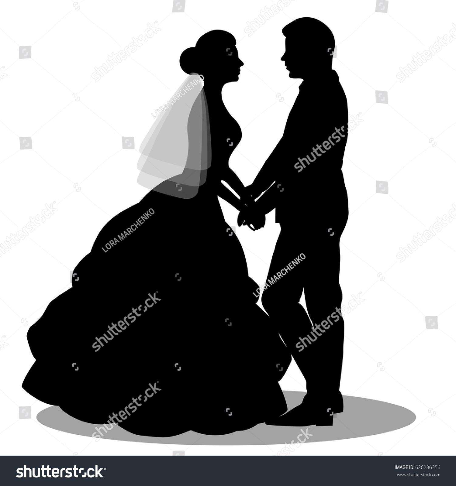 Bride Groom Black Silhouette Bride Groom Stock Vector 626286356 ...