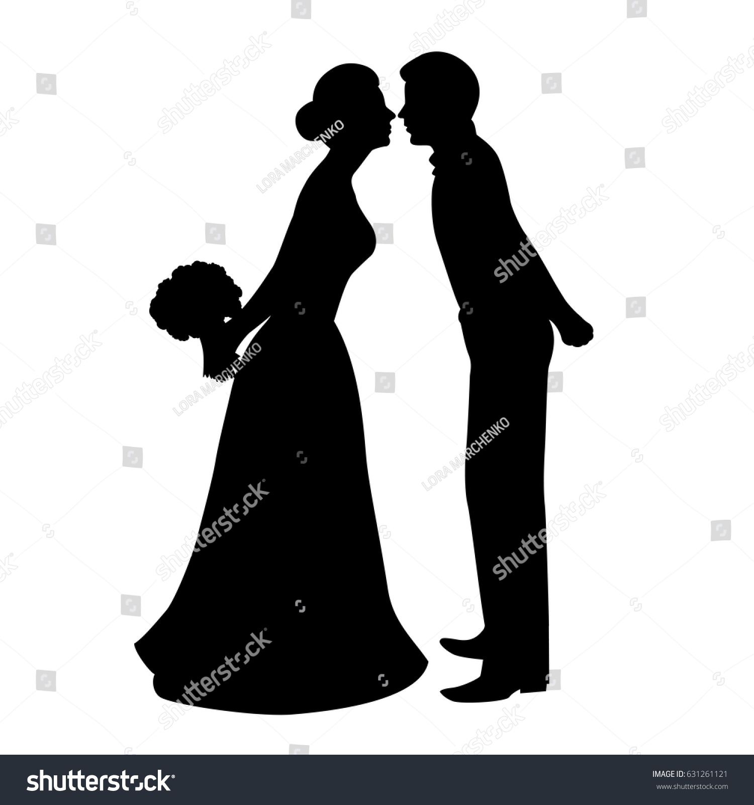 Bride Groom Black Silhouette Bride Groom Stock Vector 631261121 ...