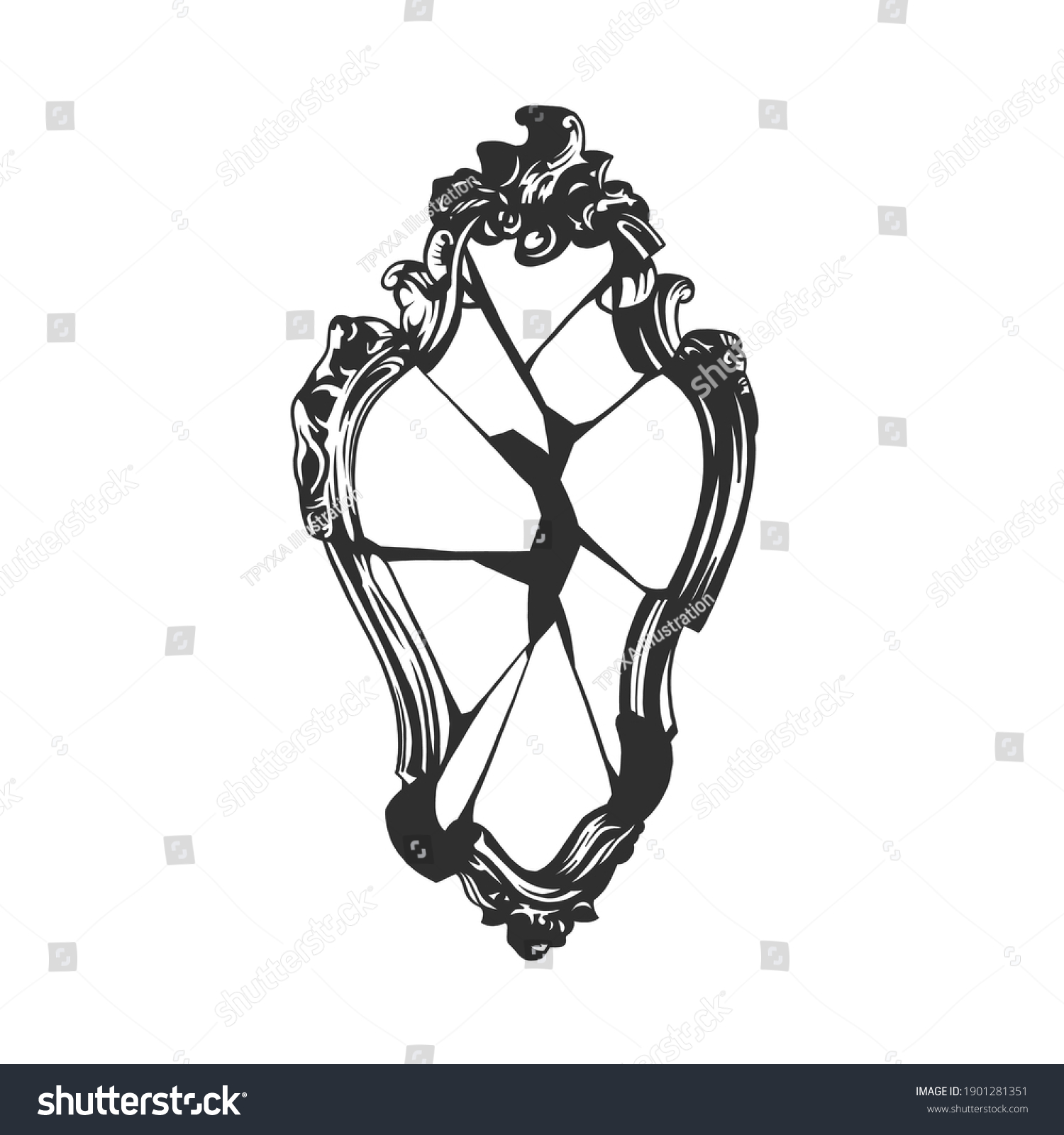 SVG of The broken mirror. Can be used as a sketch of a tattoo. svg