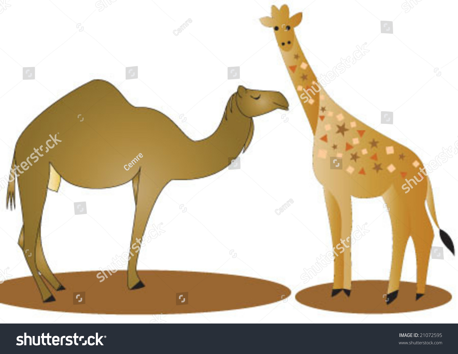 Brown Camel Light Brown Giraffe Stock Vector Royalty Free 21072595