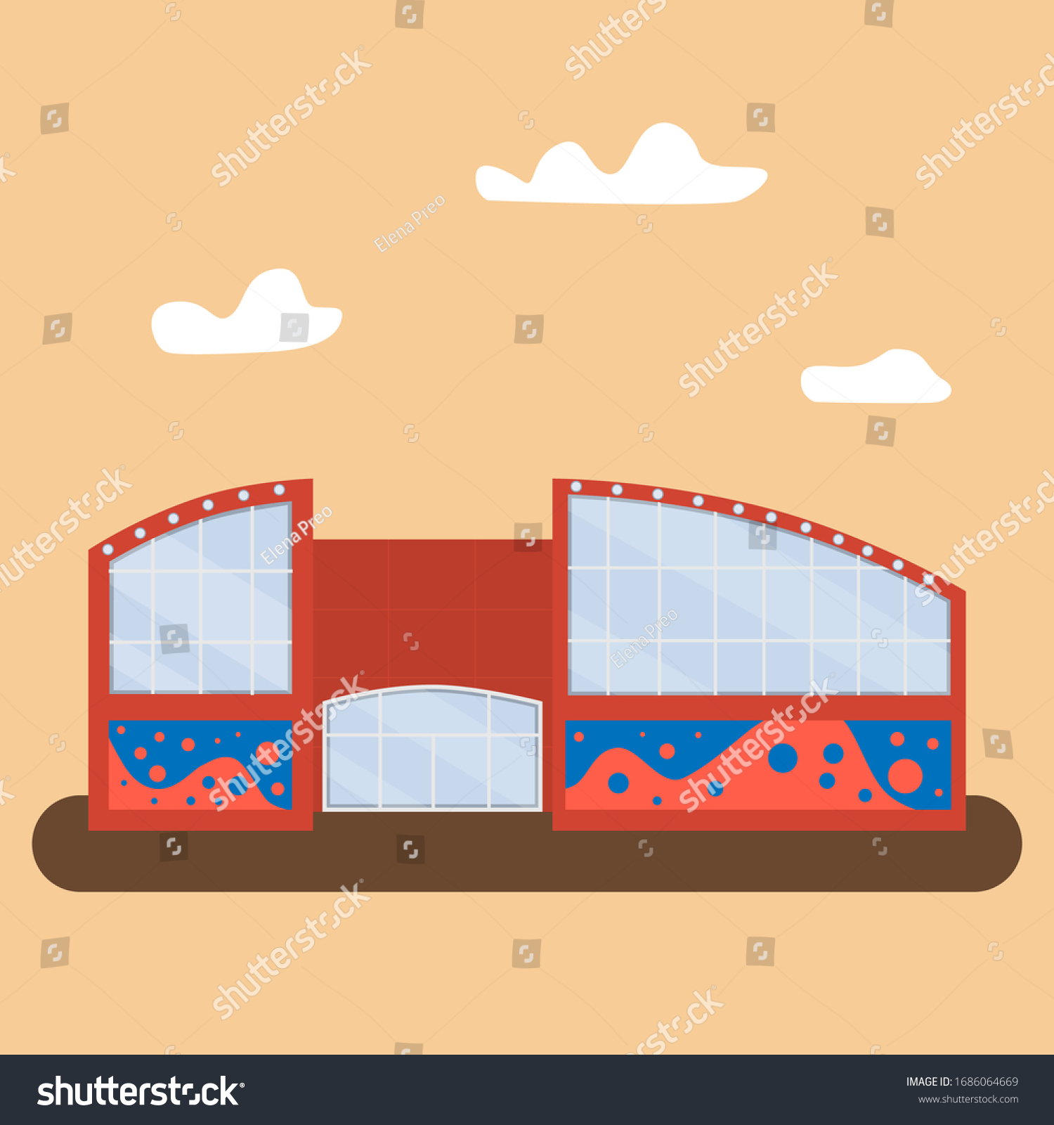 Building Shopping Center Architecture Public Places Stock Vector ...