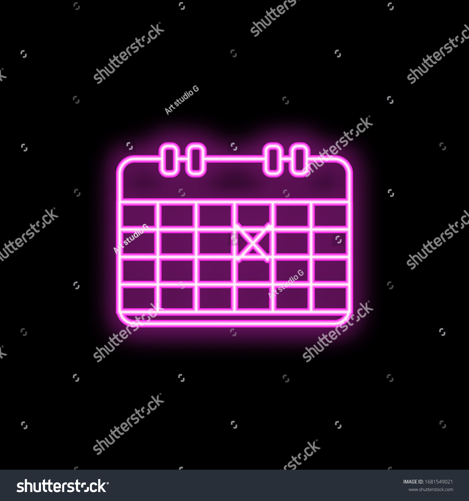 Calendar Neon Icon Simple Thin Line Stock Vector (Royalty Free ...