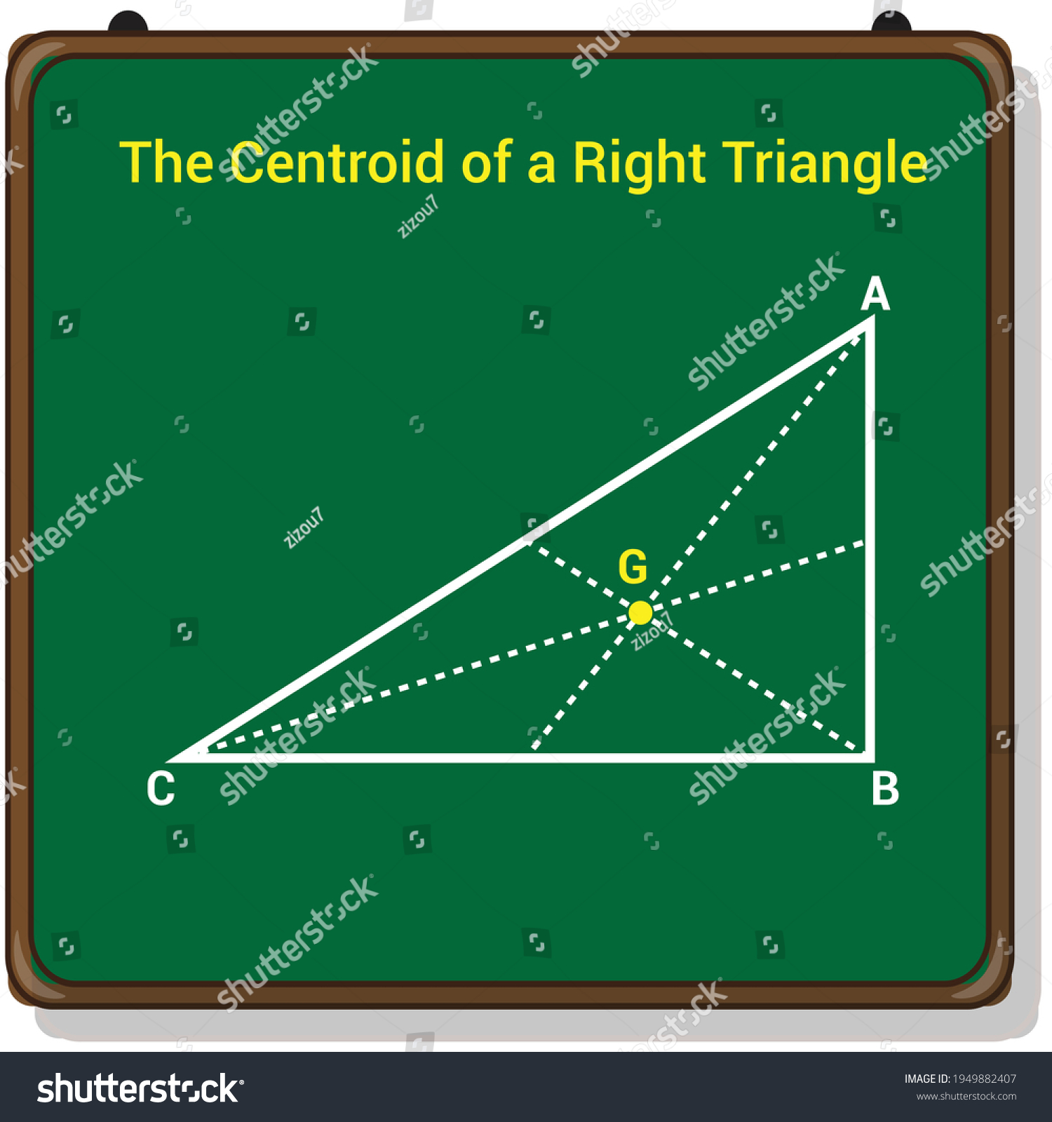 Centroid Right Angle Triangle Intersection Three Stock Vector (Royalty ...