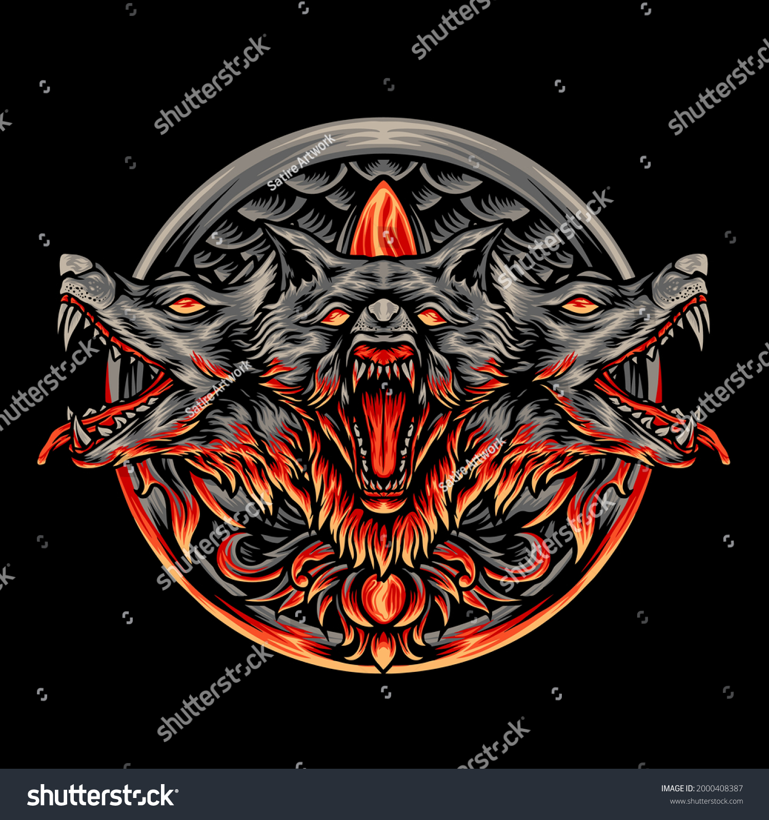 SVG of The Cerberus Mythology With Ornaments Illustration for your business or merchandise svg