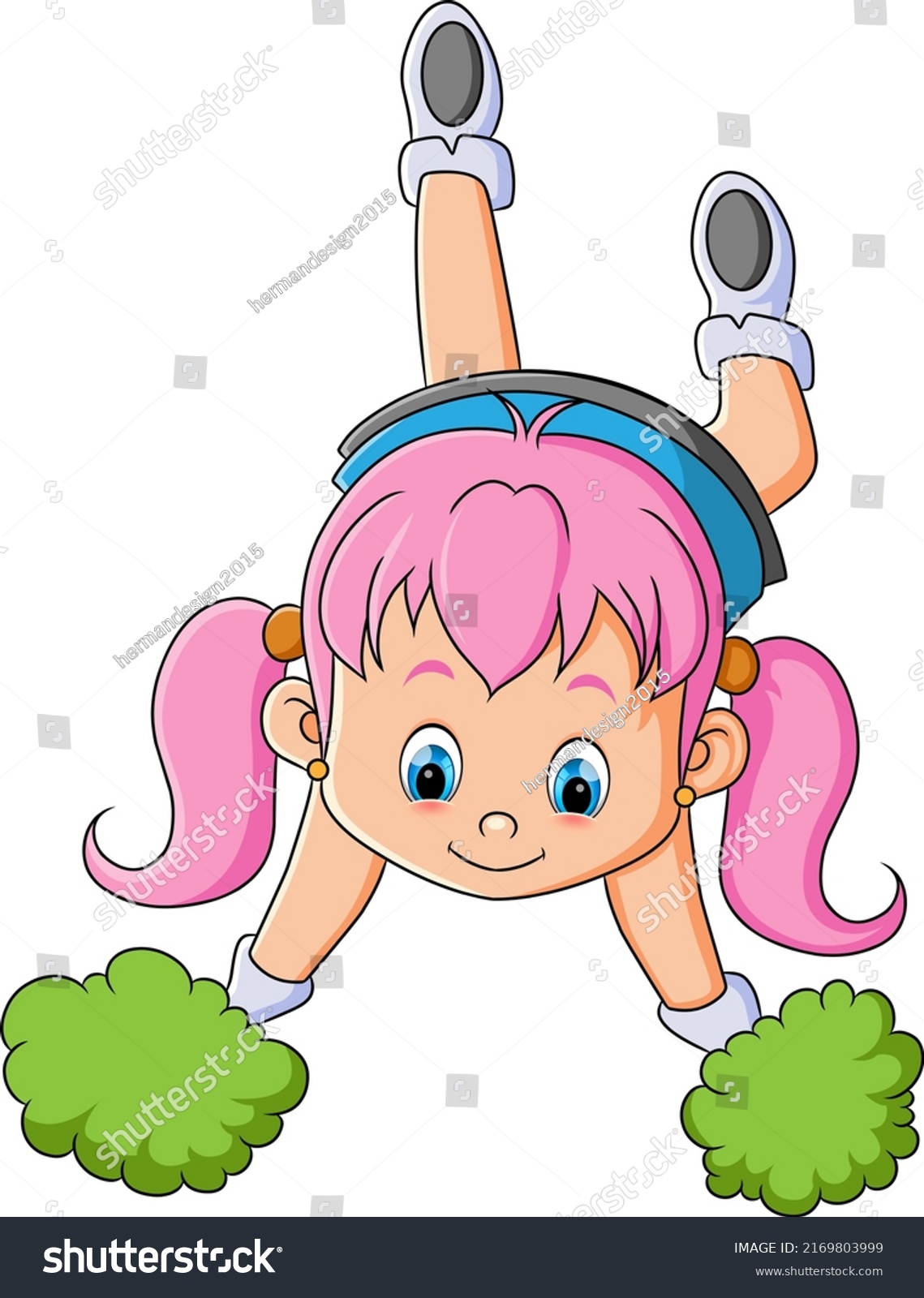 Cheerleader Girl Doing Hand Stand Performance Stock Vector (Royalty ...