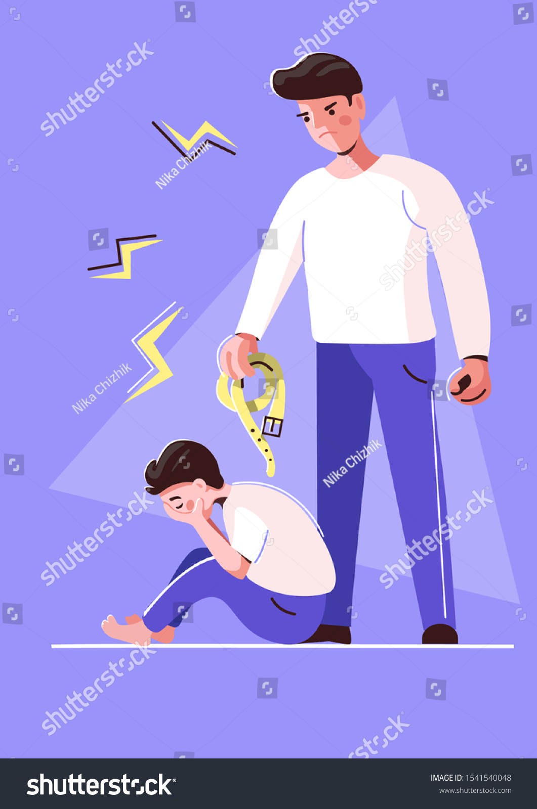 Child Crying Fear Evil Man Strap Stock Vector Royalty Free