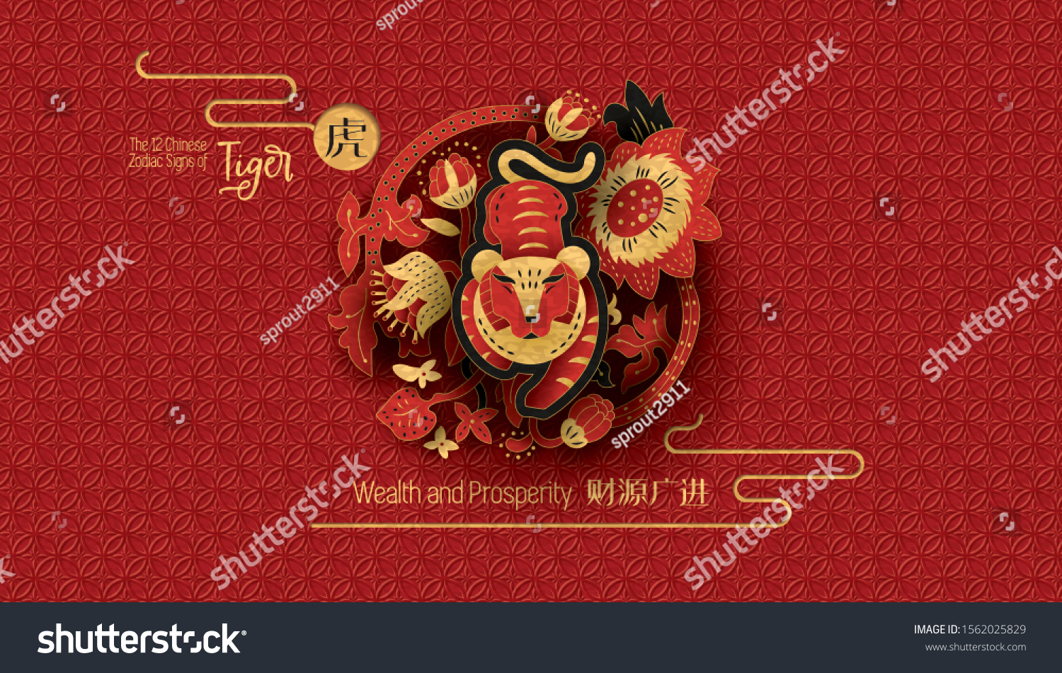 SVG of The 12 Chinese Zodiac Signs of Tiger with corresponding hieroglyphs. Happy Chinese New Year greeting. Vector illustration. svg