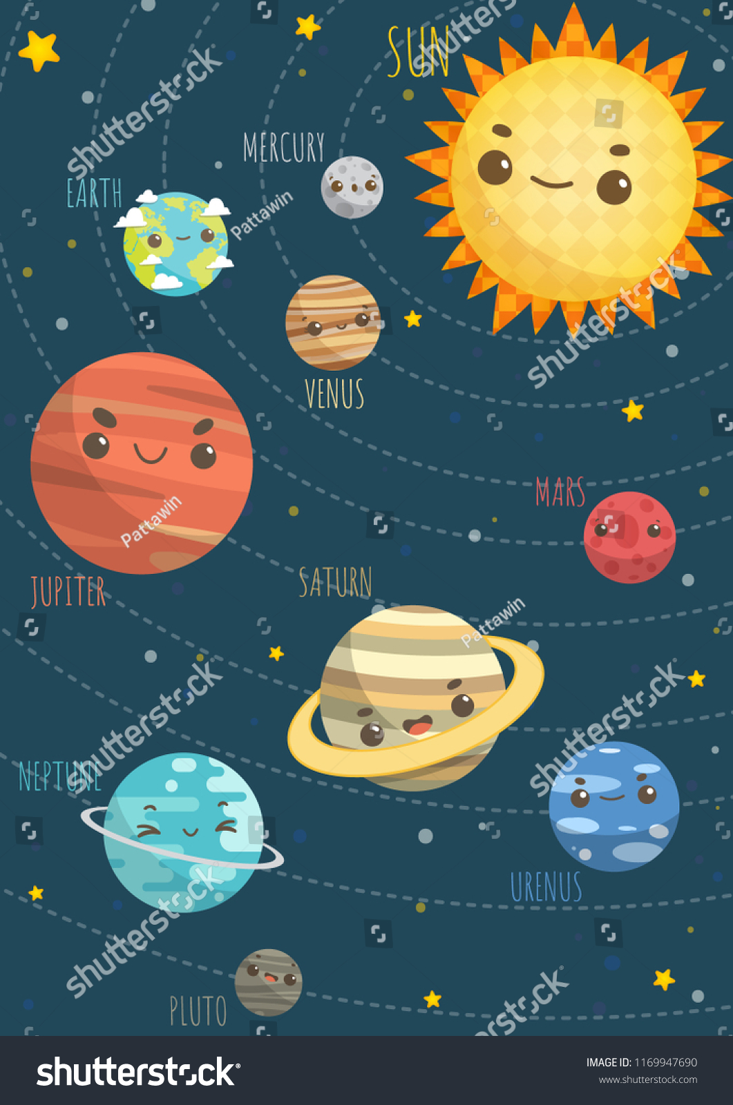 Colorful Solar System Sun Planets On Stock Vector (Royalty Free ...