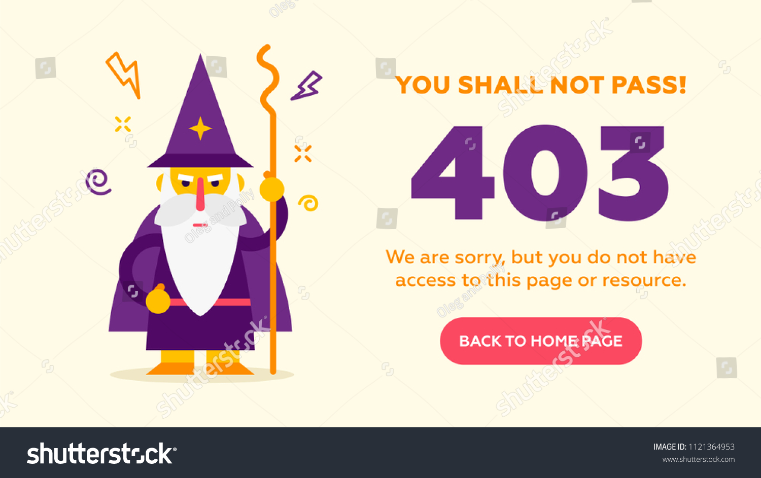 SVG of The concept of 403 forbidden access to  web page with cute kind wizard.  Flat design illustration. Very good idea. Perfect for sites pop ups. Vector. Flat. svg