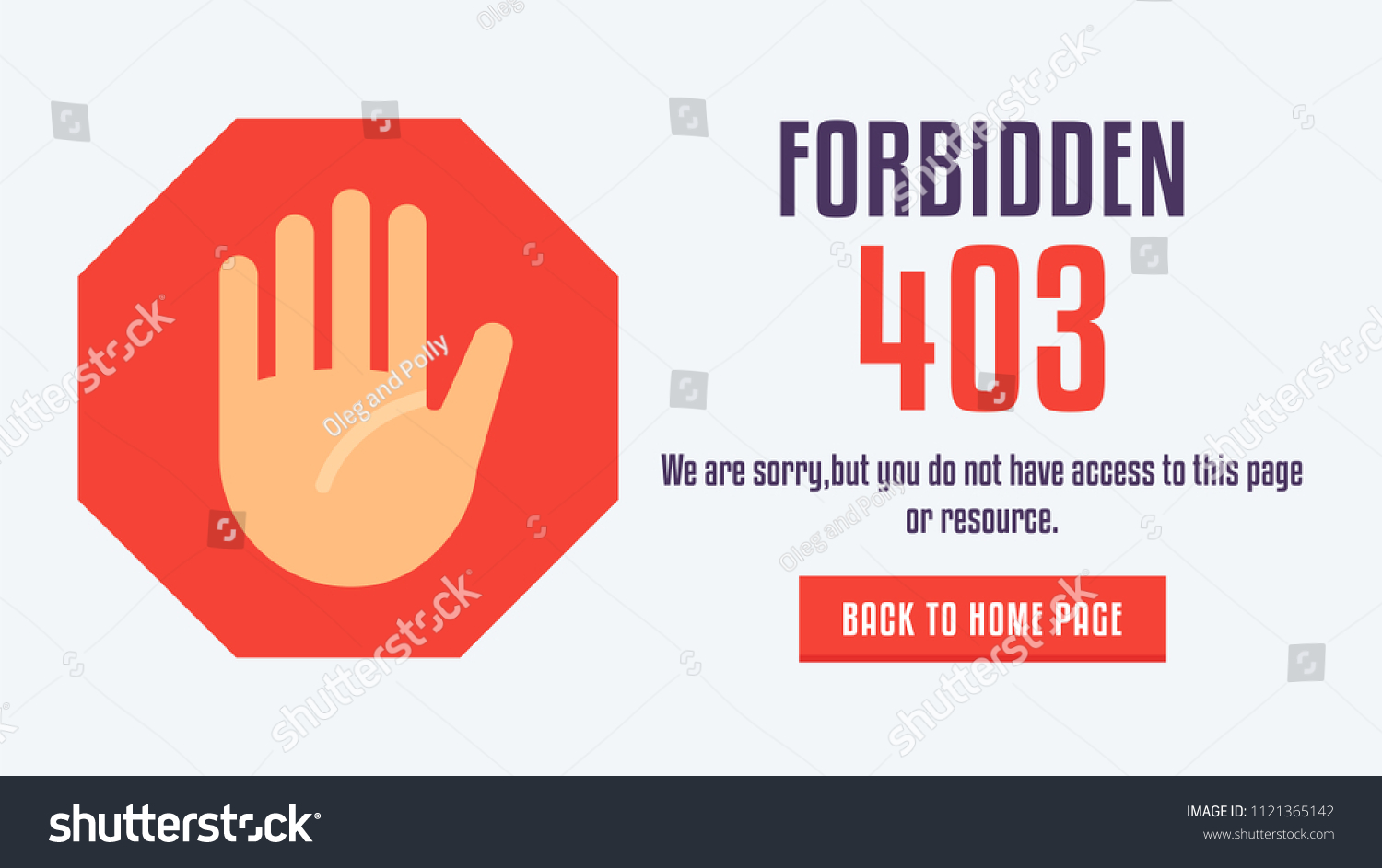 SVG of The concept of 403 forbidden access to  web page with hand sign on the background . Very good idea. Perfect for sites pop ups. Vector. Flat. svg