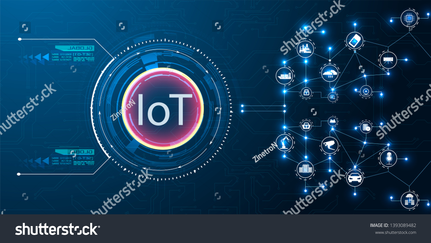 Concept iot technology on blue background stock vector royalty free