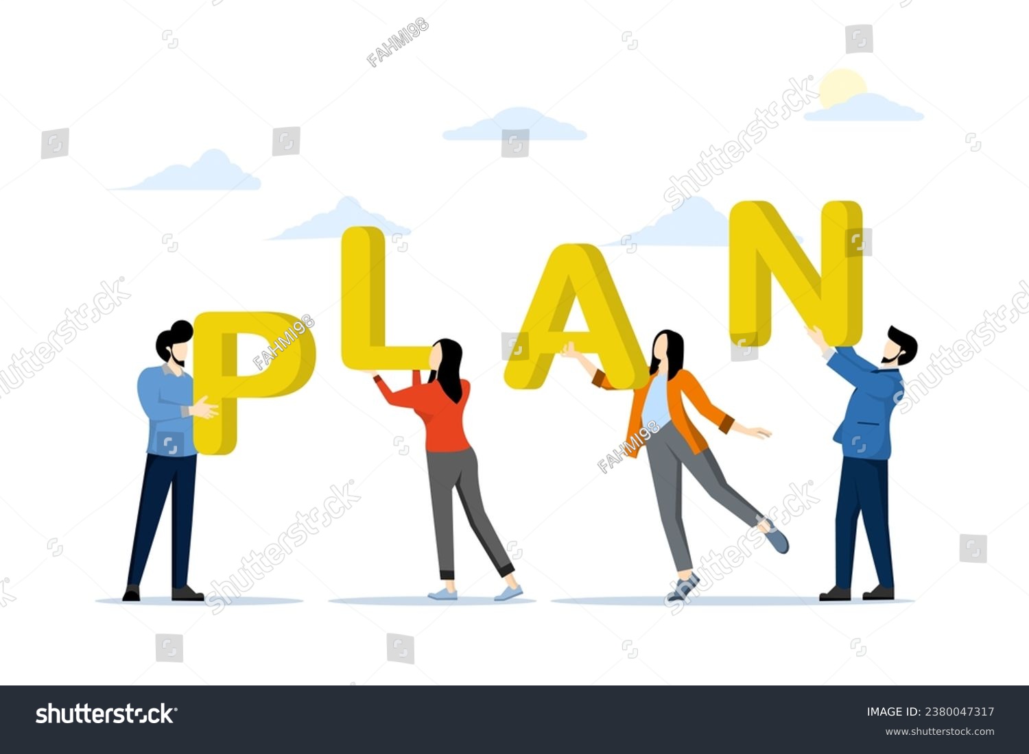SVG of The concept of teamwork to create a company development plan, collaboration and partnership to successfully build a strategy. brainstorm to plan business goals. team motivation. vector illustration. svg