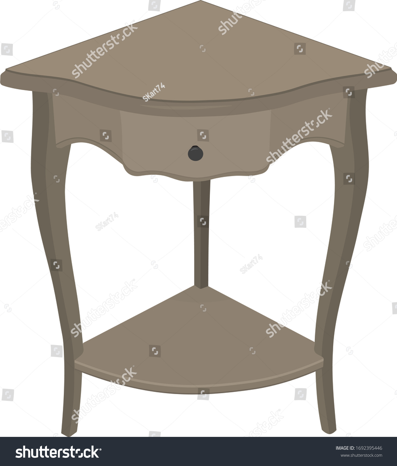 Corner Night Table Isolated On White Stock Vector Royalty Free 1692395446