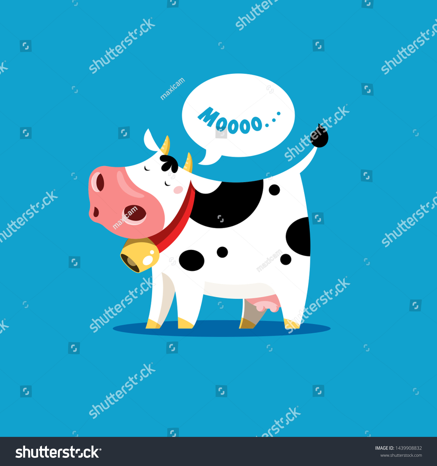 牛が鳴く 子ども向けの簡単なスタイルで動く牛のベクターイラスト のベクター画像素材 ロイヤリティフリー