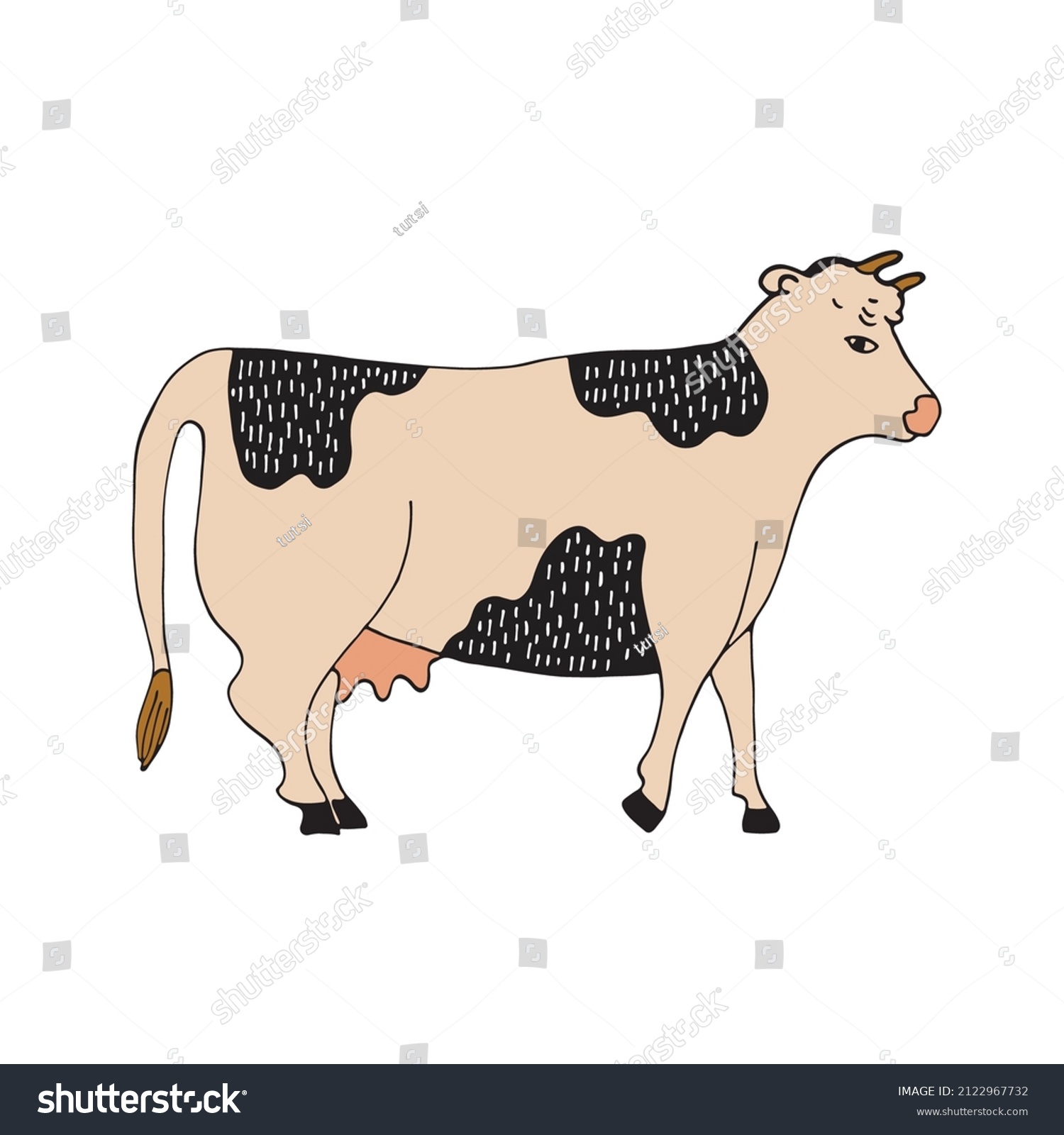 Cow Hand Drawn Farm Animal Agriculture Stock Vector (Royalty Free ...