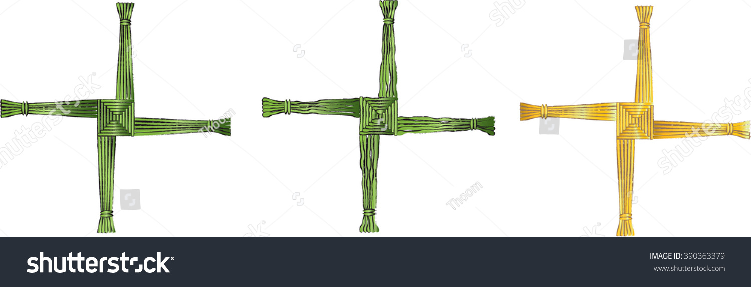 SVG of The cross of St Brigid, believed to protect against evil and fire. Color vector illustration. svg