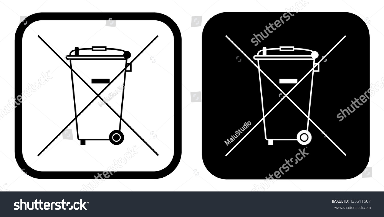 Crossed Out Wheelie Bin Symbol Waste Stock Vector 435511507 Shutterstock