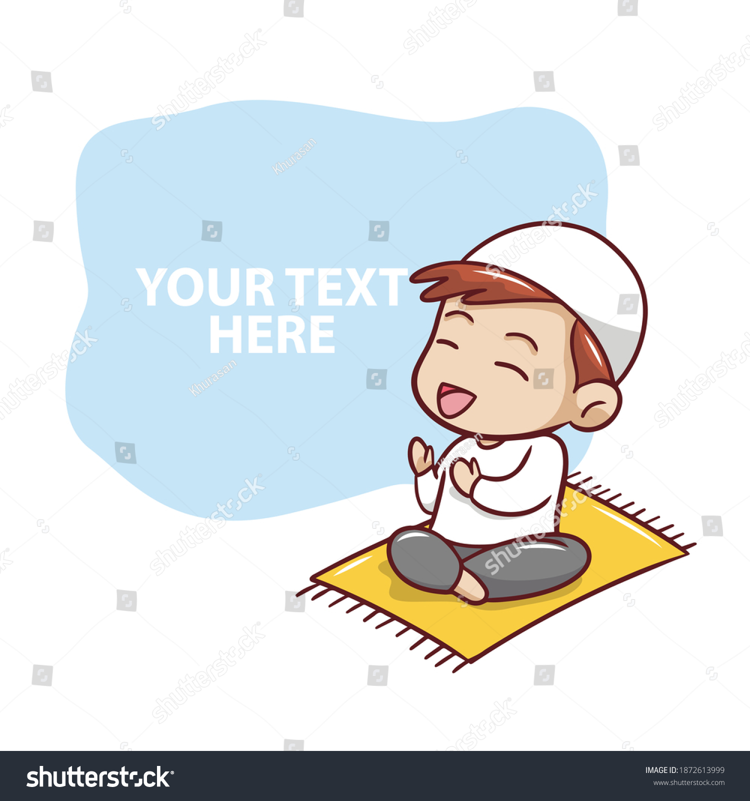 Cute Muslim Child Praying Illustration Stock Vector (Royalty Free ...