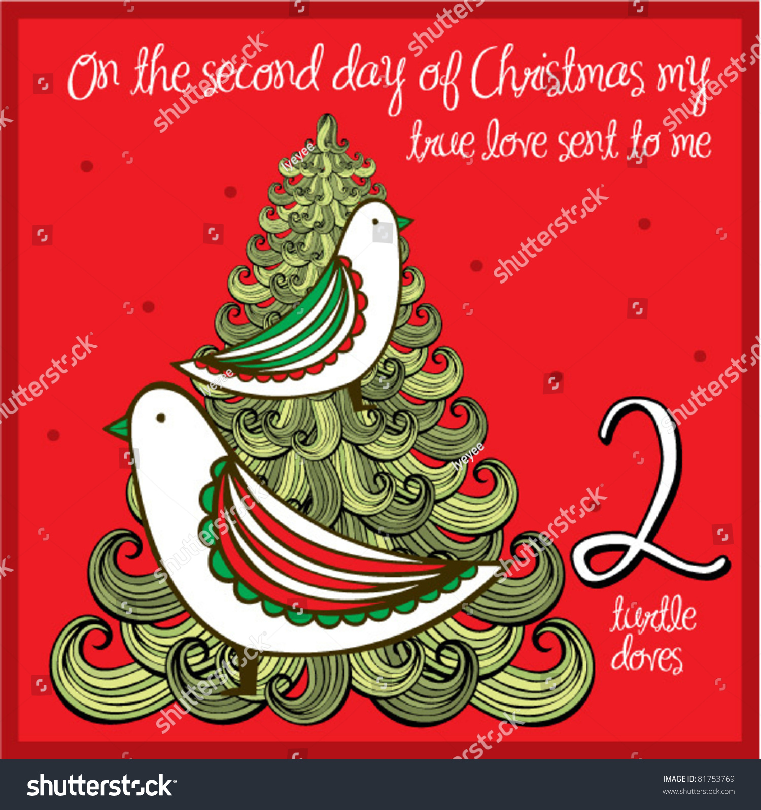 Rådne det sidste Tolkning 12 Days Christmas Second Day Two Stock Vector (Royalty Free) 81753769