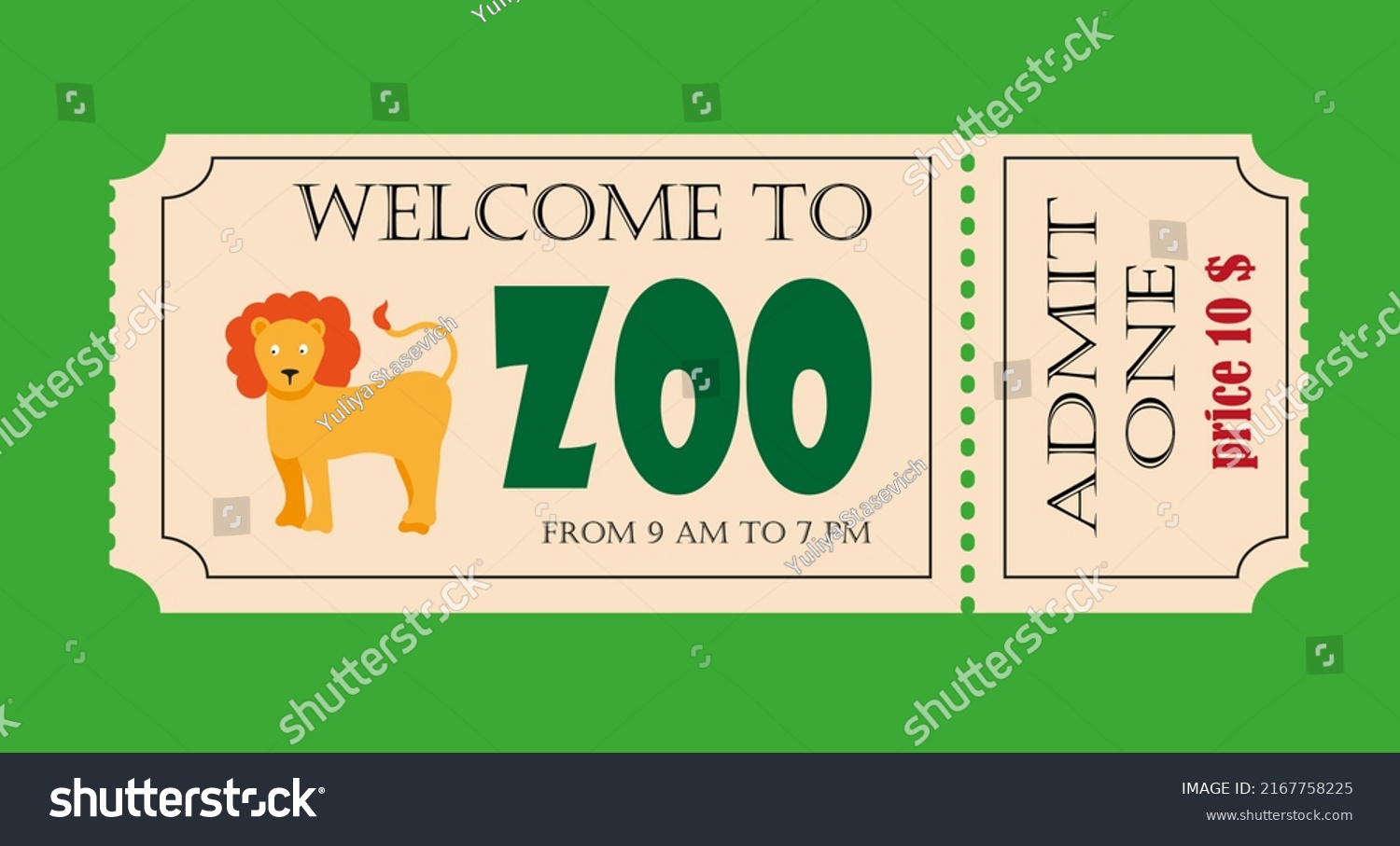 Design Ticket Zoo Image Cartoon Lion Stock Vector (Royalty Free ...