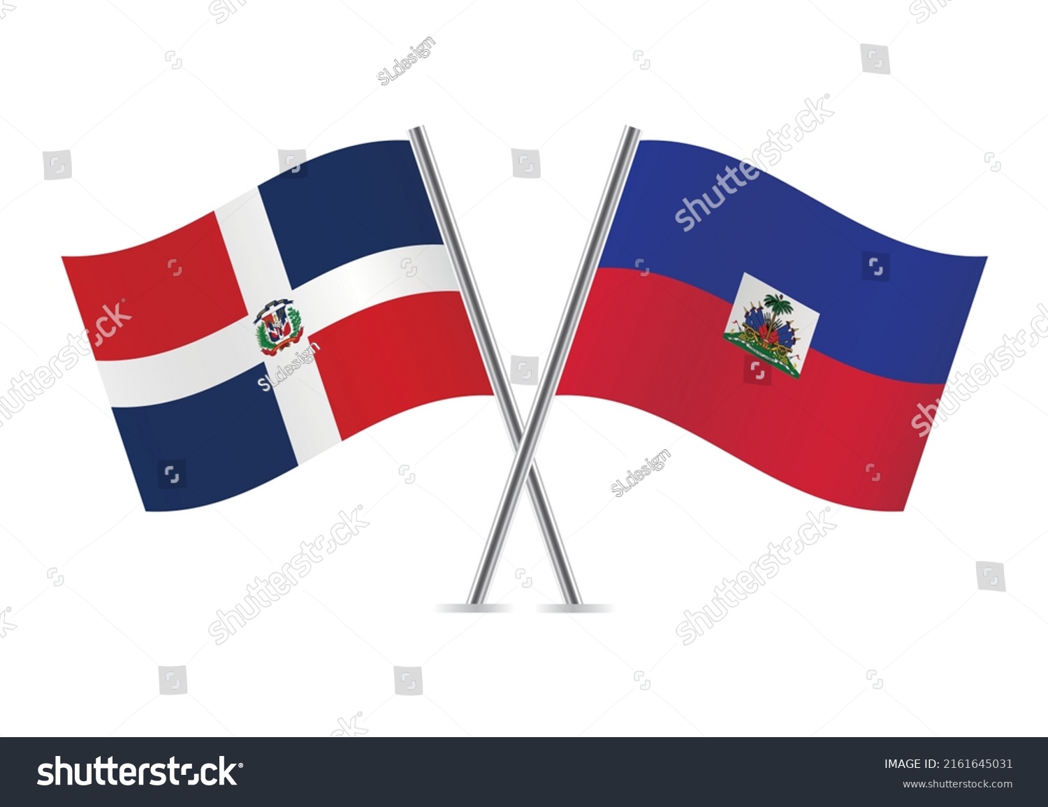 Dominican Republic Haiti Crossed Flags Dominican Stock Vector (Royalty ...