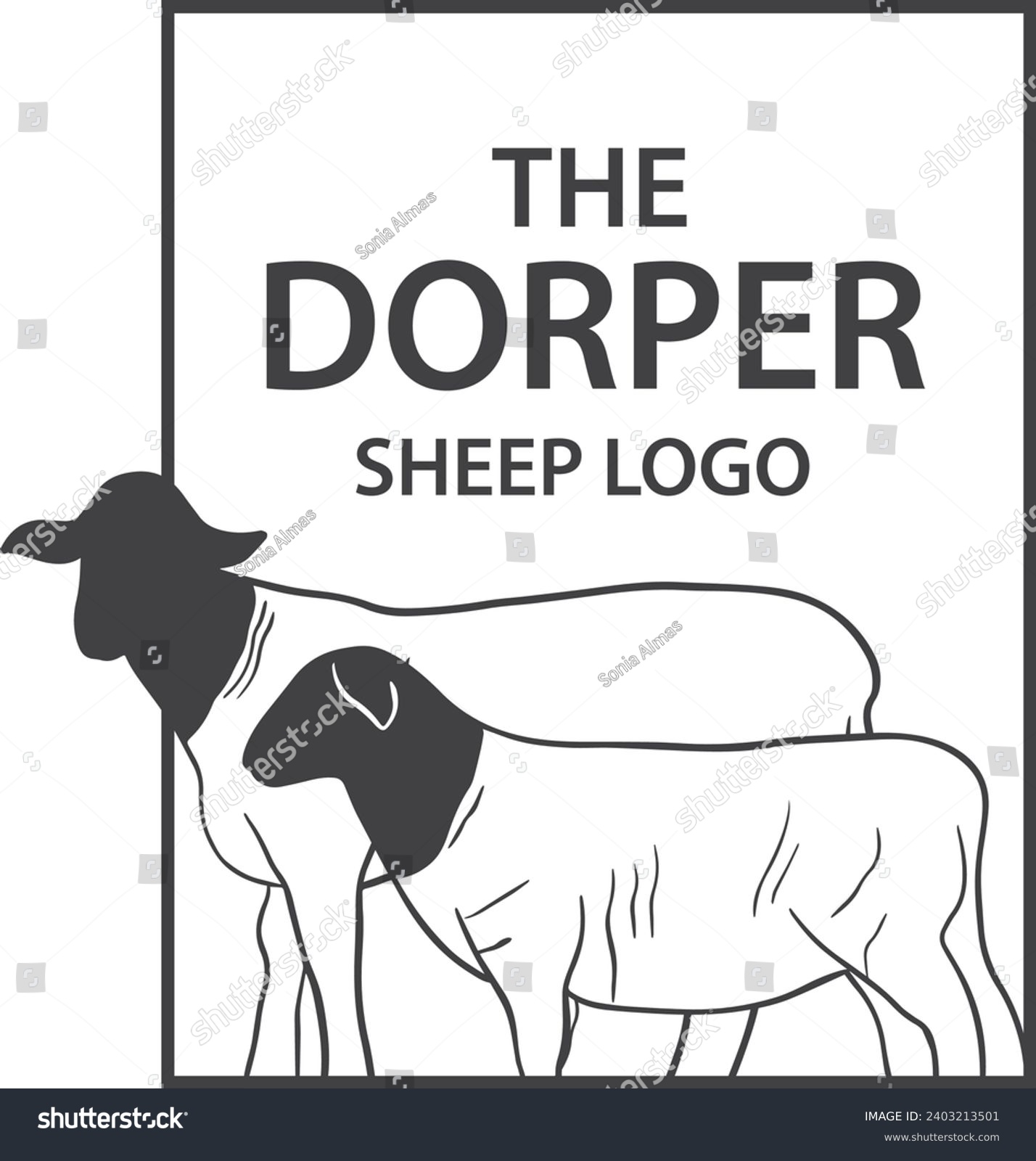 SVG of The Dorper Sheep Logo Design Vintage - Sheep Silhouette vector illustrations - Standing Black Sheeps svg