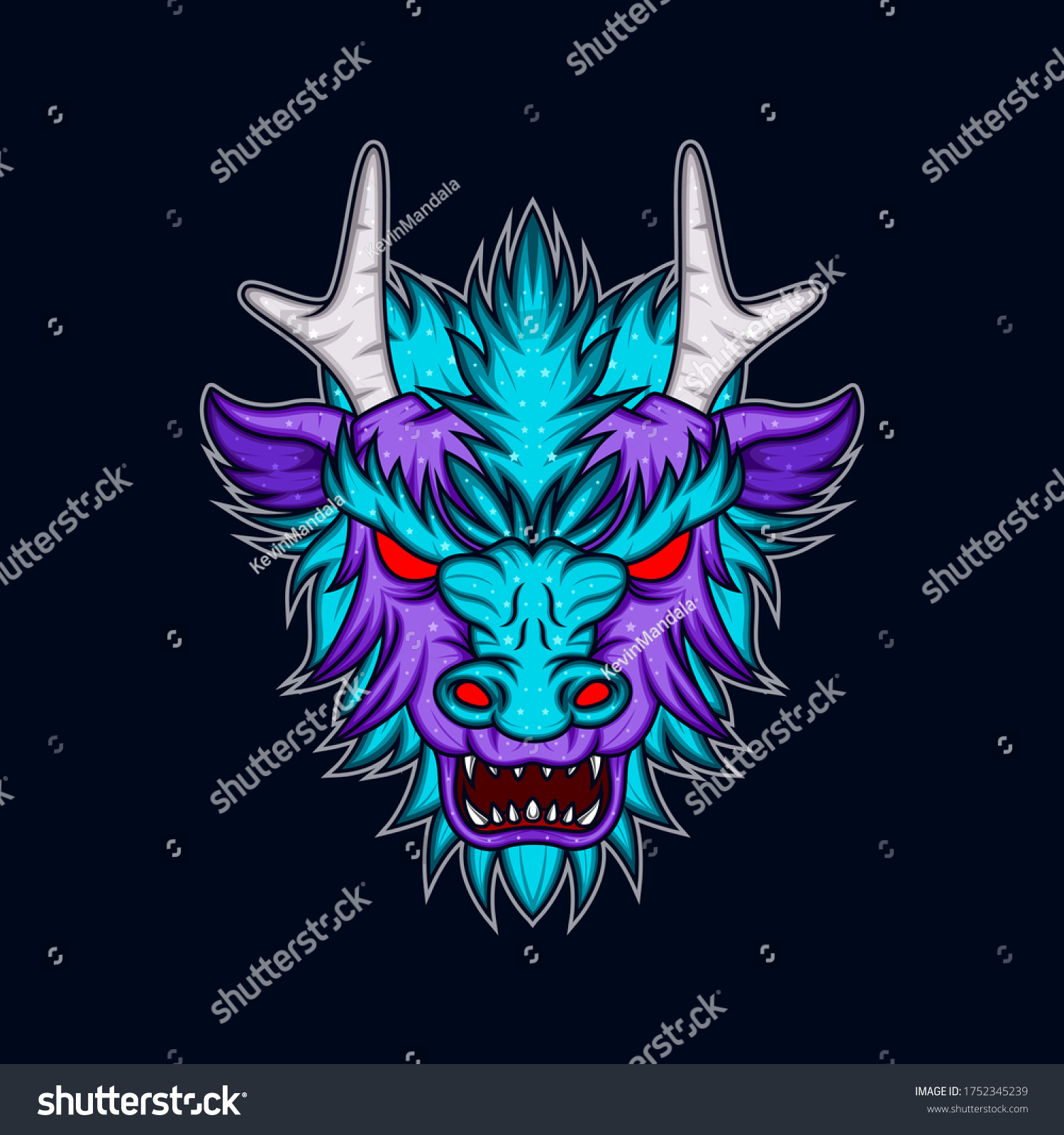 Dragon Head Vector Illustration: เวกเตอร์สต็อก (ปลอดค่าลิขสิทธิ์