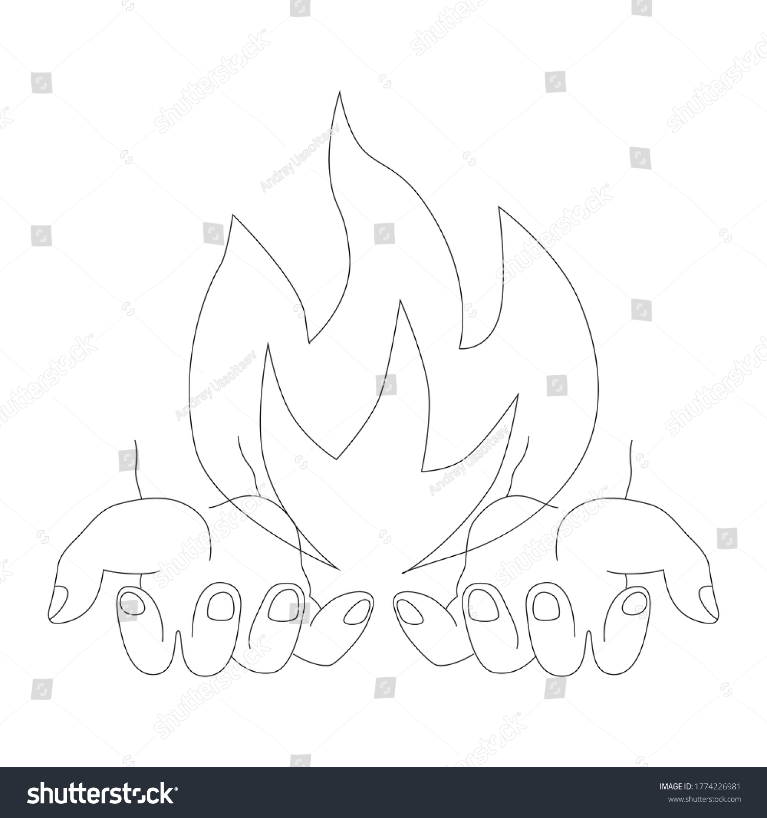 Drawing Shows Two Hands Holding Flame Stock Vector (Royalty Free