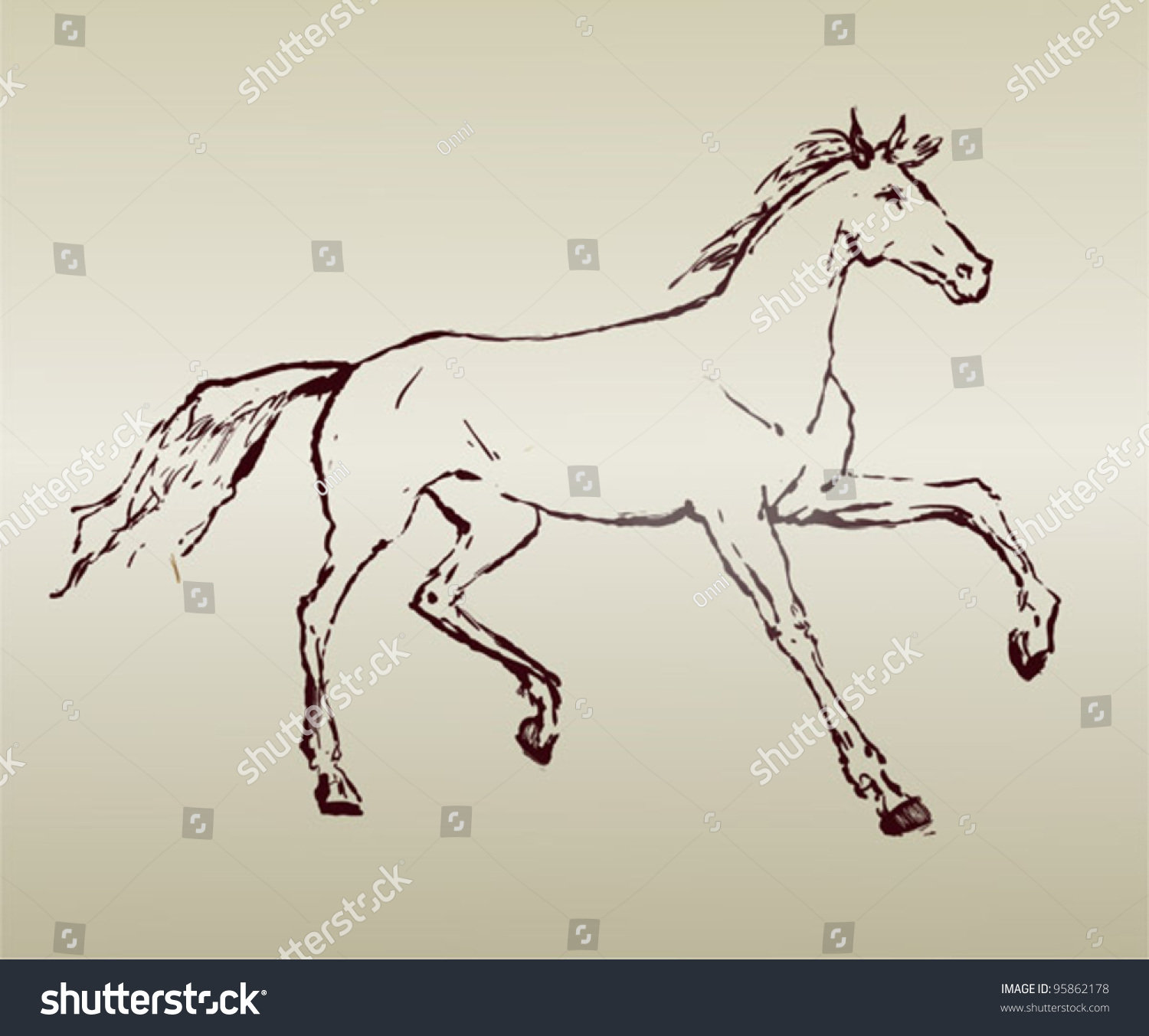 Drawn Stylized Decorative Running Horse Vector Stock Vector (Royalty ...