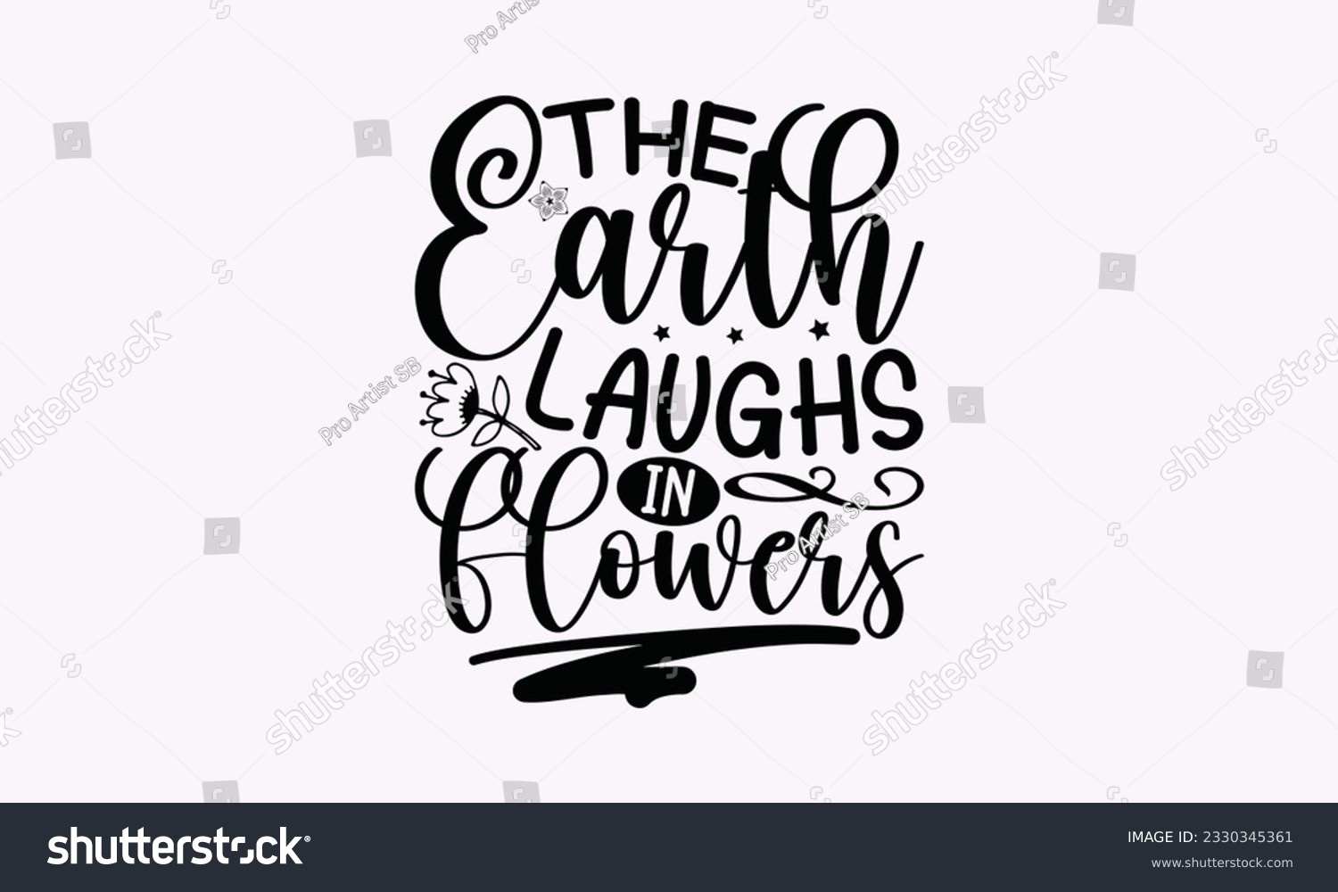 SVG of The earth laughs in flowers - Gardening SVG Design, Flower Quotes, Calligraphy graphic design, Typography poster with old style camera and quote. svg