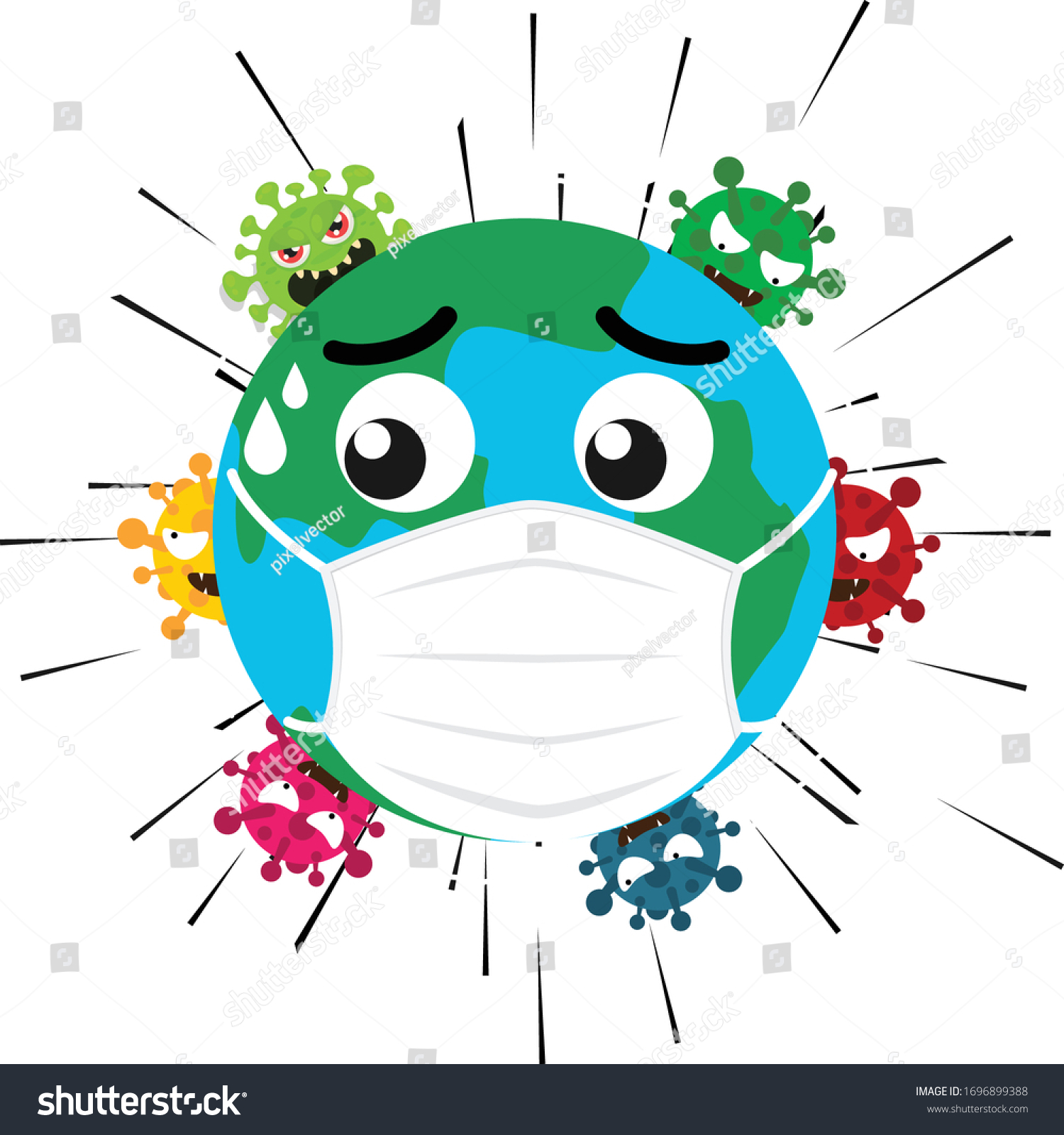 Earth Wears Mask Prevent Spread Corona Stock Vector (Royalty Free ...