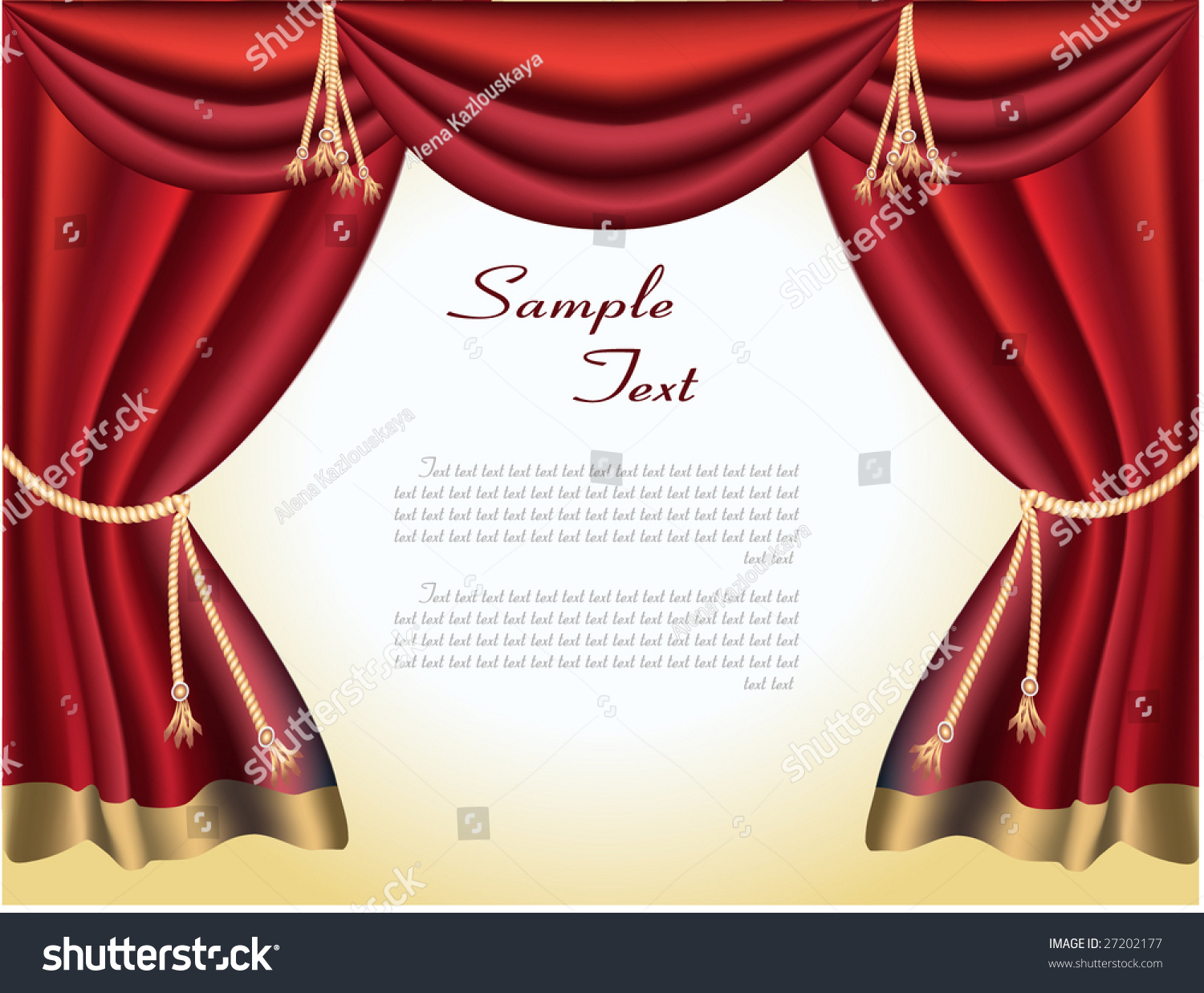 Elegant Theater Curtain Gold Edging Vector Stock Vector (royalty Free 