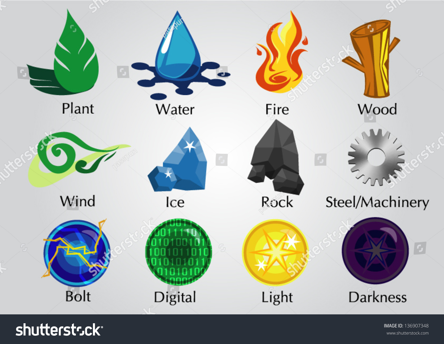 The 12 Elements Stock Vector Illustration 136907348 : Shutterstock
