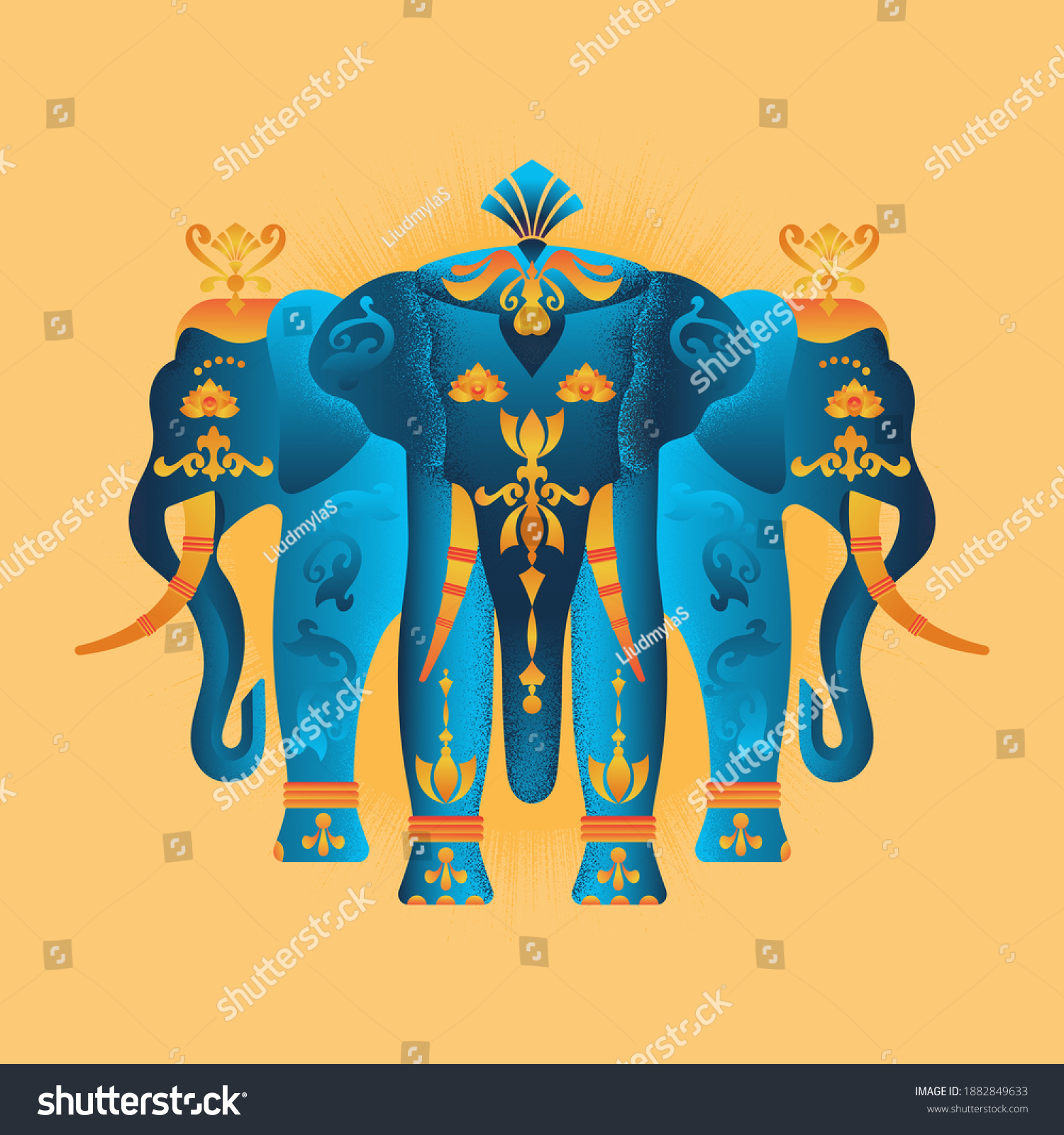 SVG of The elephant Erawan is a character in Hindu mythology, the three-headed elephant of Indra. Vector illustration. svg