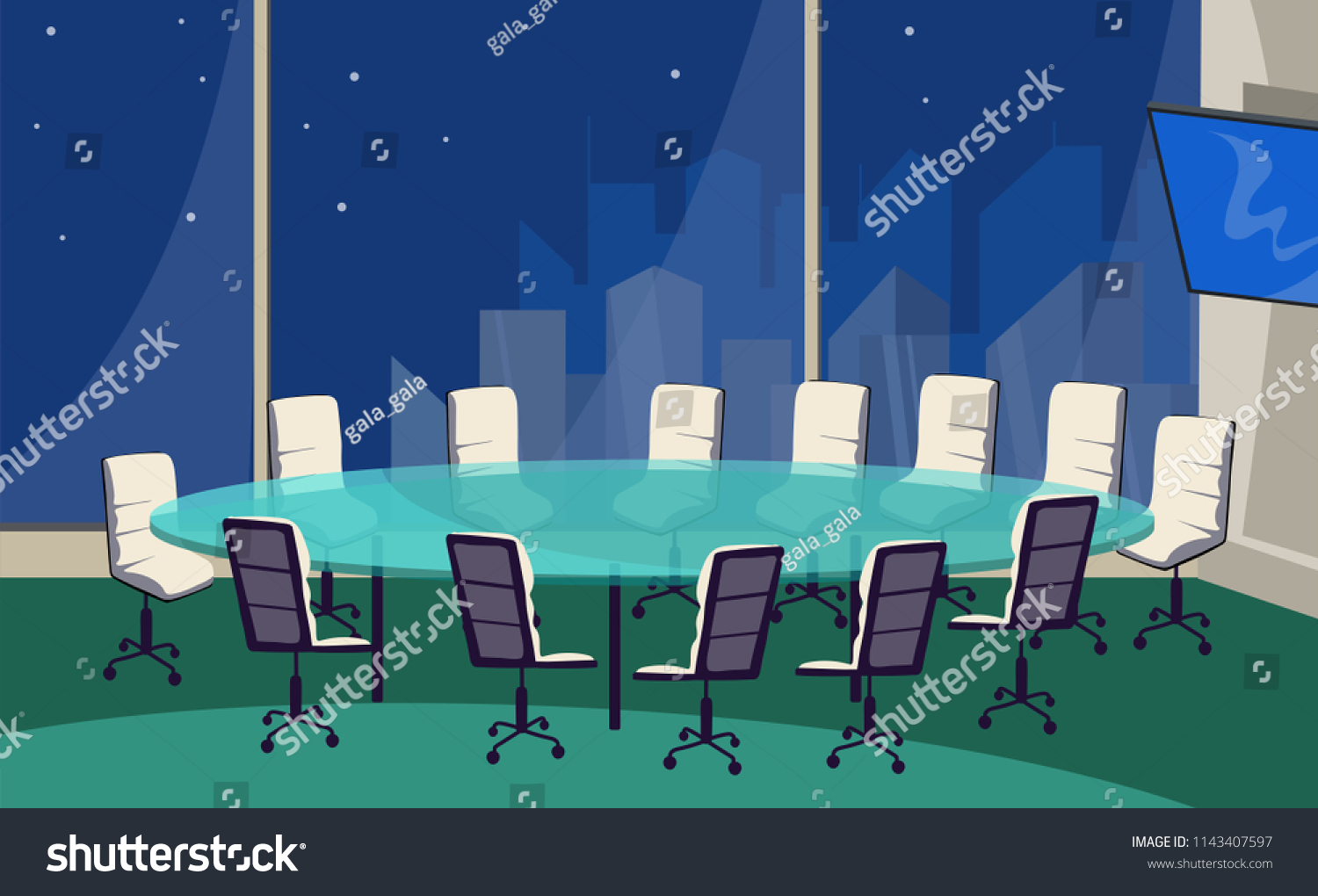 empty-conference-room-businesse-building-night-vector-de-stock-libre